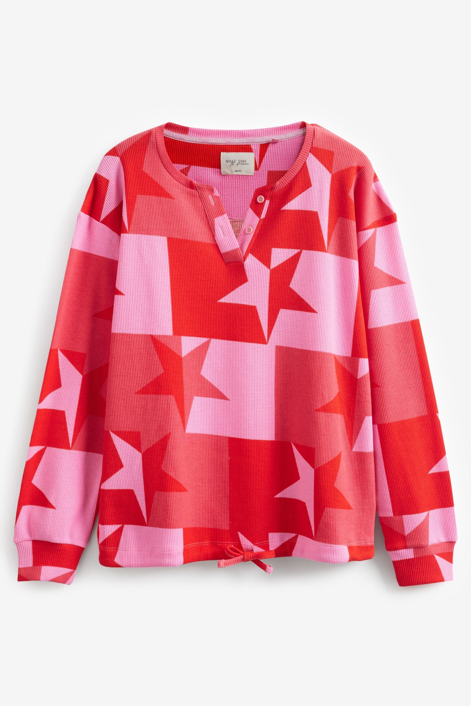(2 Next Langärmeliger Pyjama tlg) Pyjama Star aus Baumwolle gewaffelter Red