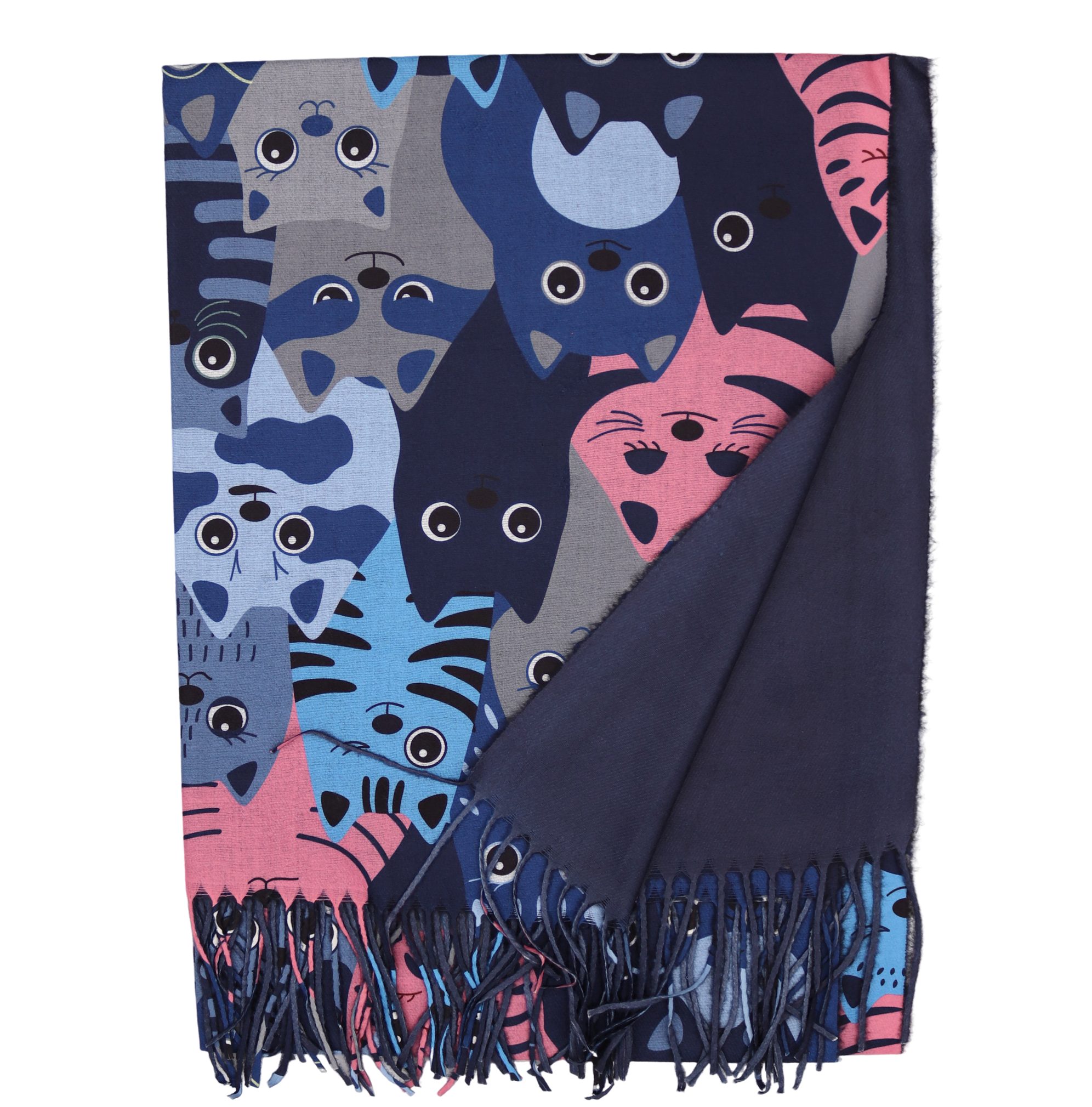 MIRROSI Modeschal weicher und warmer Schal Katzen Muster mit Fransen, 70x18 günstig online kaufen