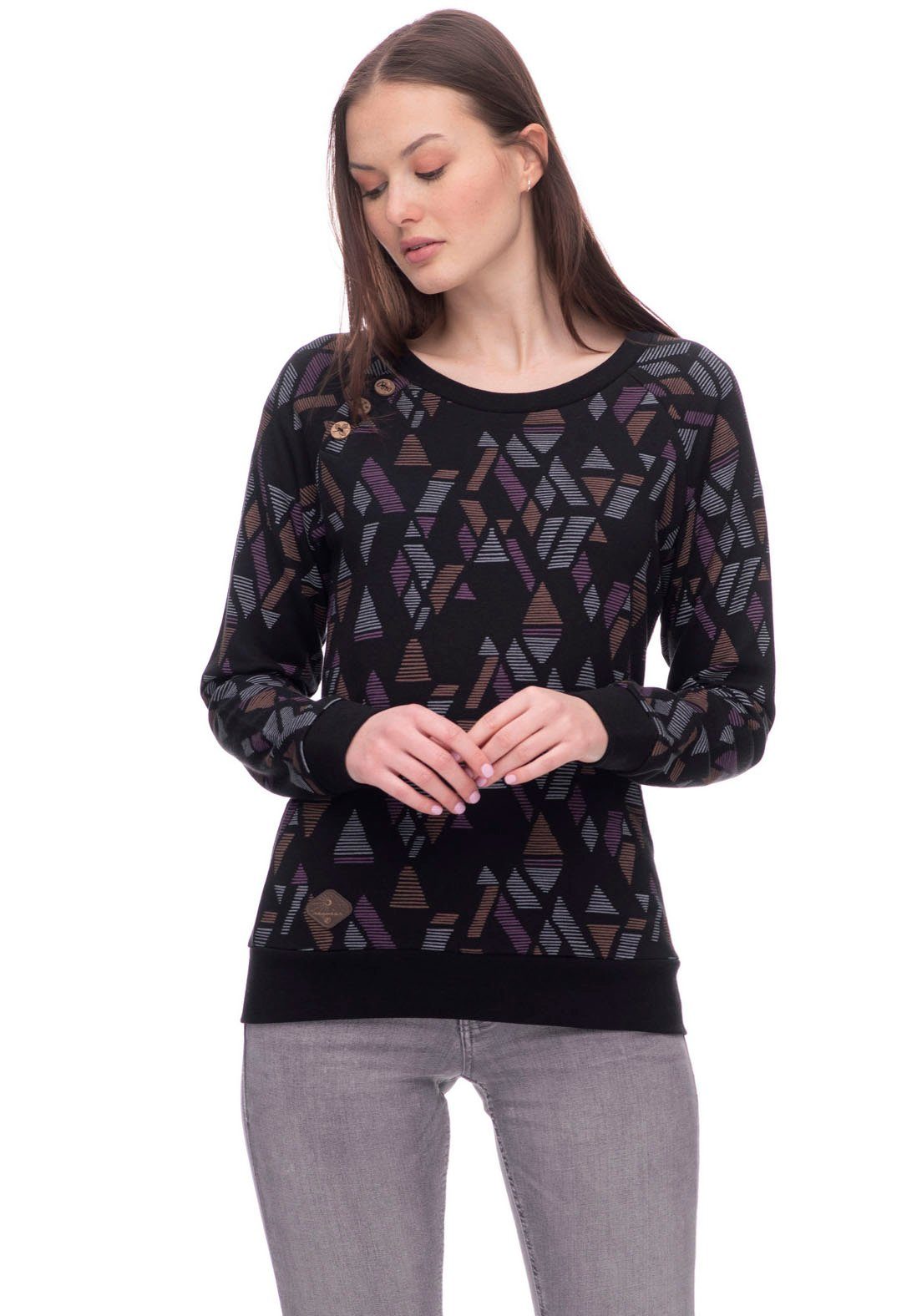 Ragwear Sweater DARRIA PRINT mit Allover Print BLACK