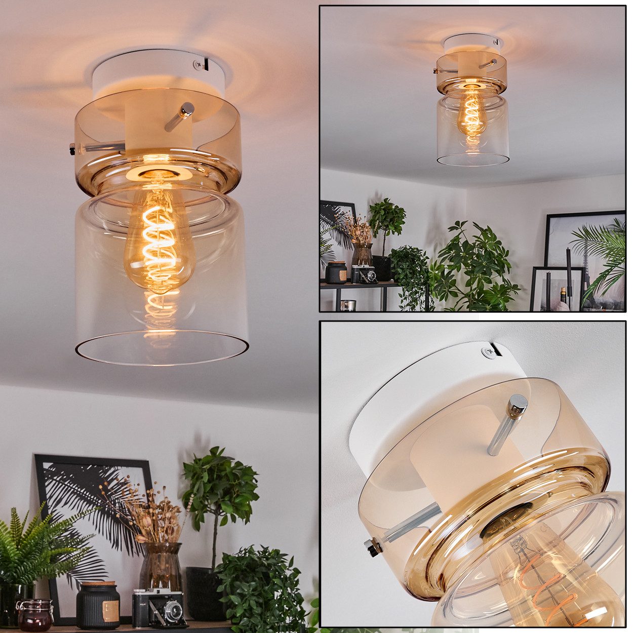 hofstein Deckenleuchte 1-flammige Deckenlampe aus Metall/Glas günstig online kaufen