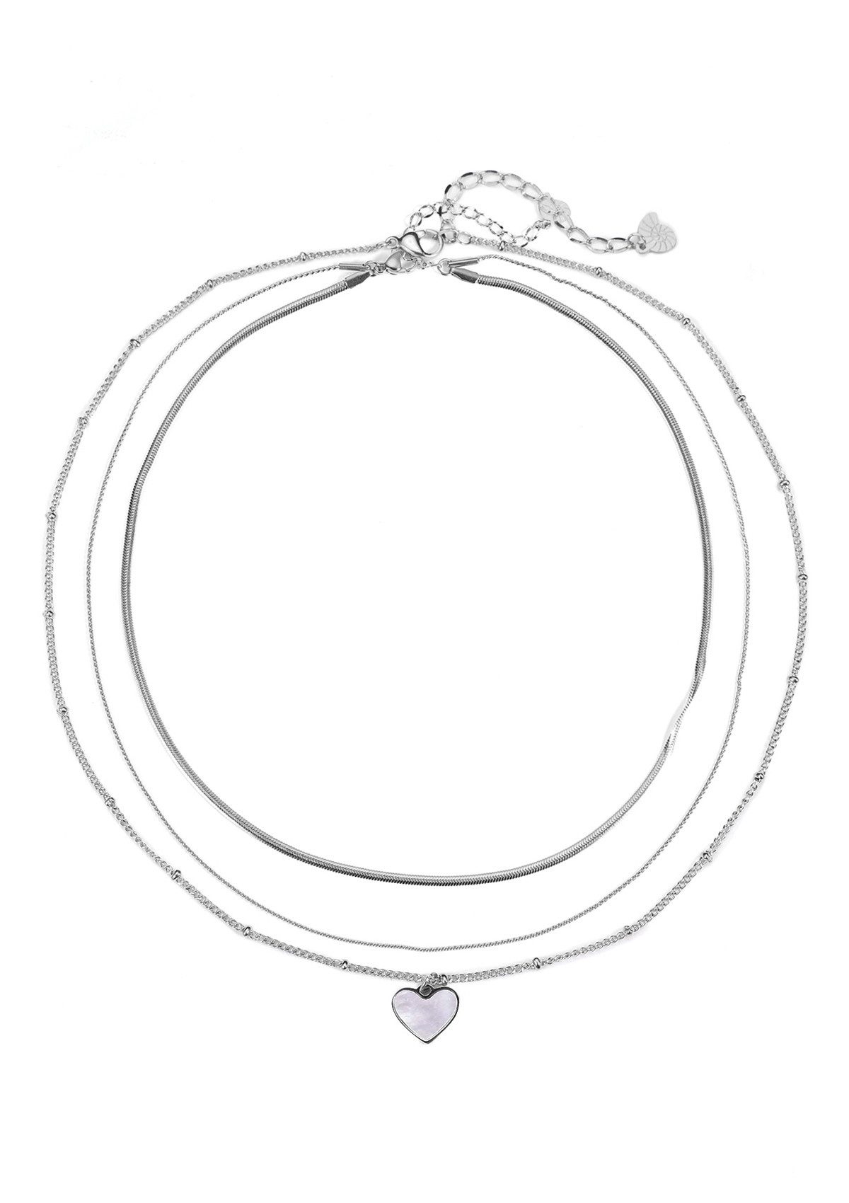 Hey Happiness Edelstahlketten-Set Damen Layer, 2er Set Herz Anhänger 18K Ro günstig online kaufen