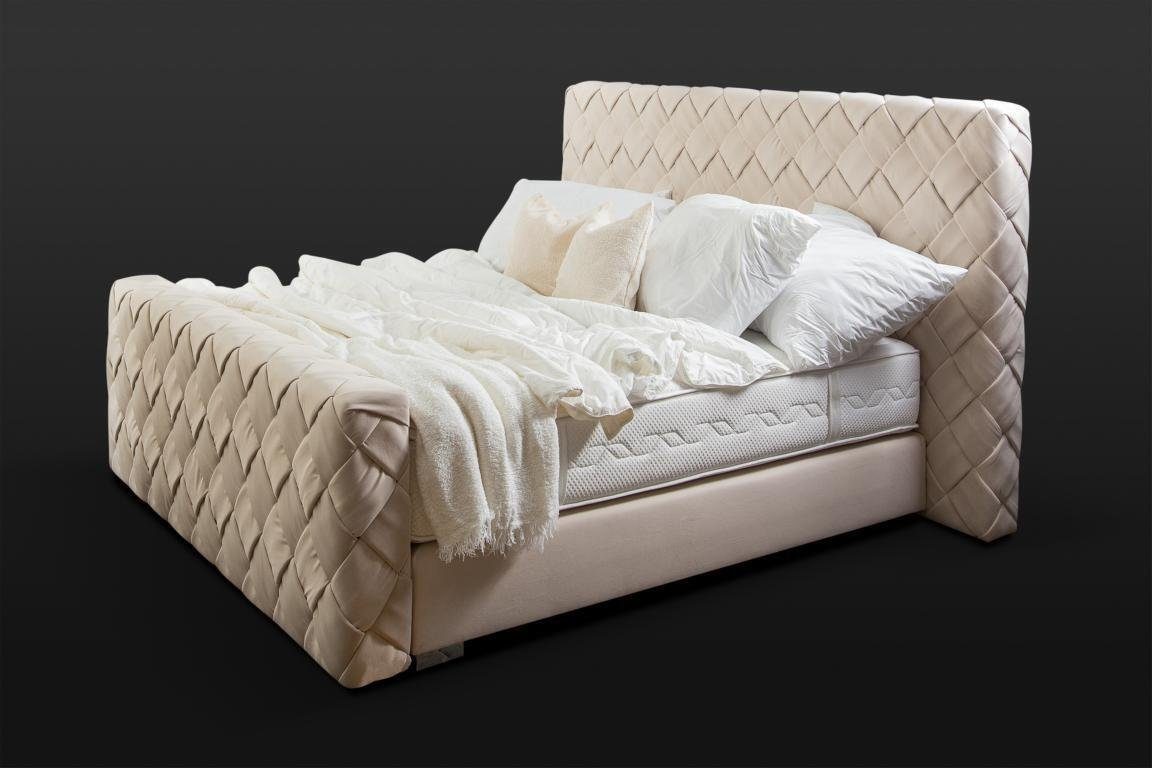 Möbel Beiges Doppelbett Made Europa Schlafzimmer Bett), 1x Bett (1-tlg., Moderne Stilvolles in JVmoebel Gewebebett