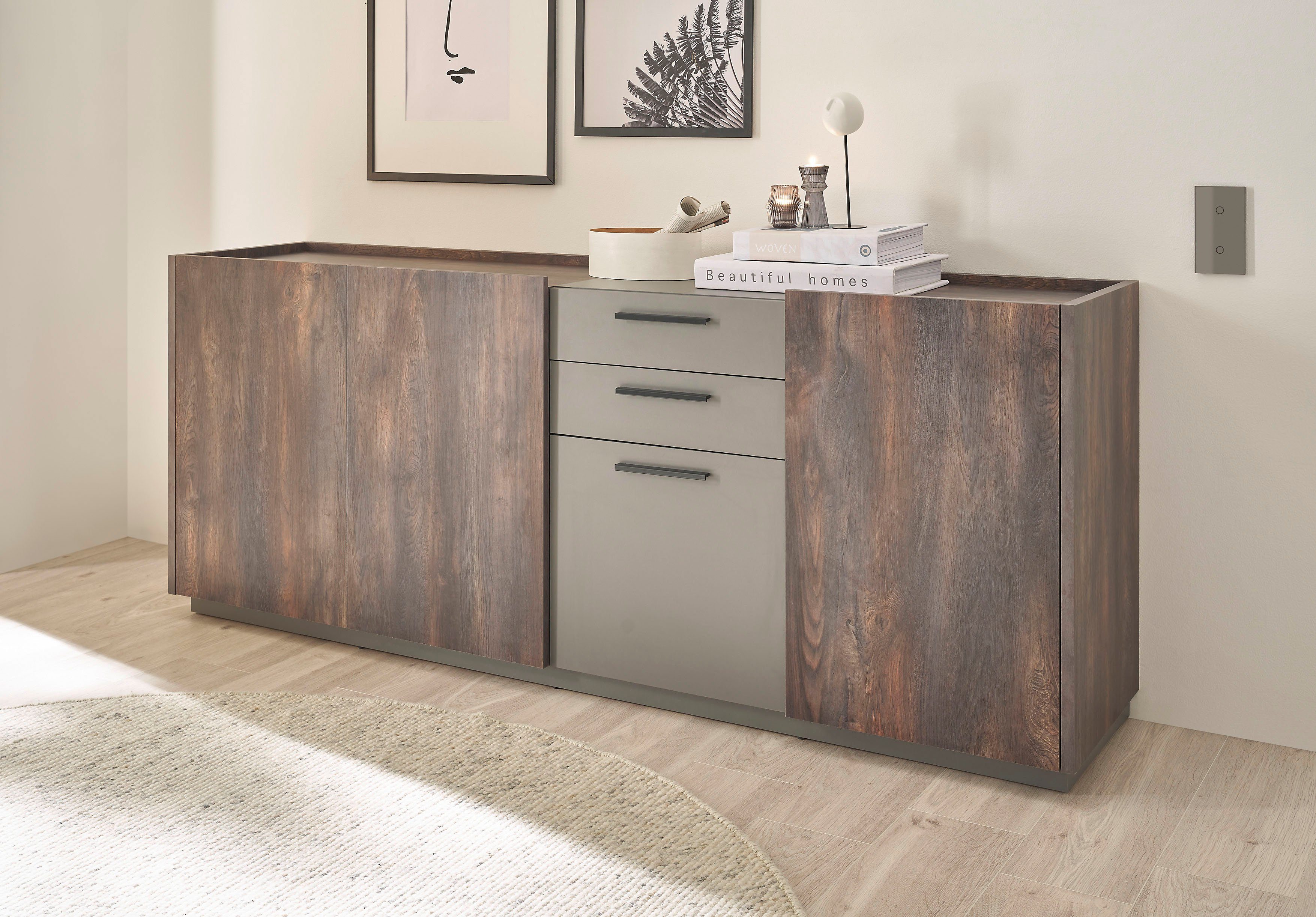 Home affaire Sideboard LARGO, Soft-Close-Funktion, Breite ca. 200 cm