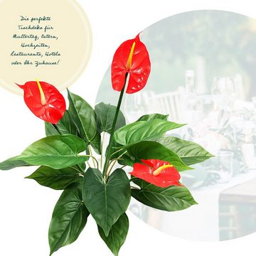 Kunstpflanze Anthurie Kunstblume künstlich im Topf Calla Flamingoblume Rot 1239 Flamingo Blume Anthurium, PassionMade, Höhe 60 cm, Pflanze Blüten Blühpflanze unecht wie echt