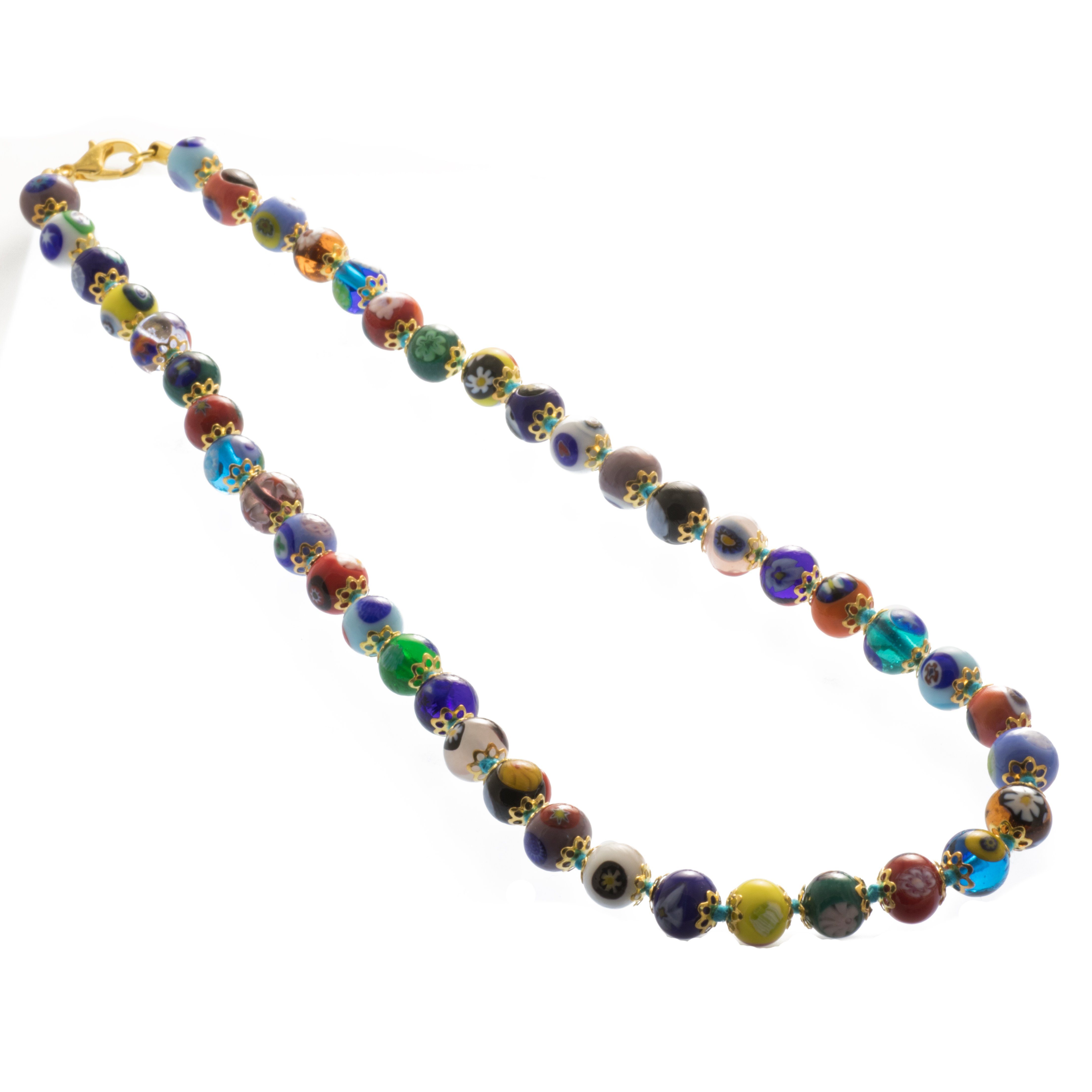Bella Carina Perlenkette Kette mit Original Millefiori Murano Glas aus Venedig bunt 45 cm