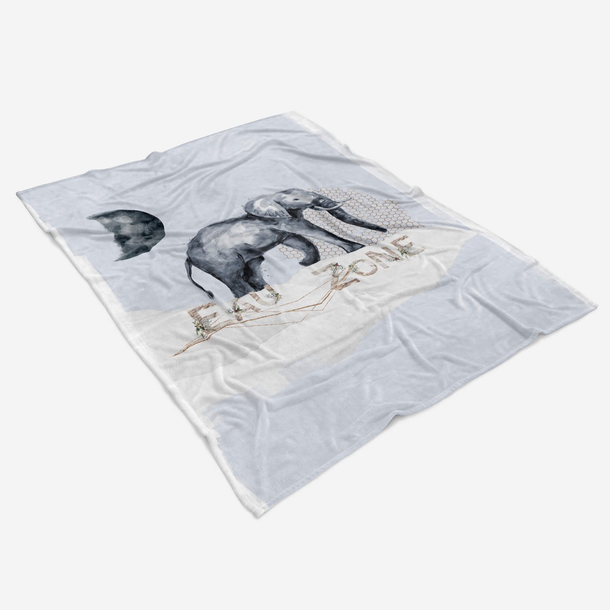 Wasserfarben Handtücher Saunatuch Sinus Handtuch Elefant Hal, Strandhandtuch Art Kuscheldecke Handtuch (1-St), Baumwolle-Polyester-Mix