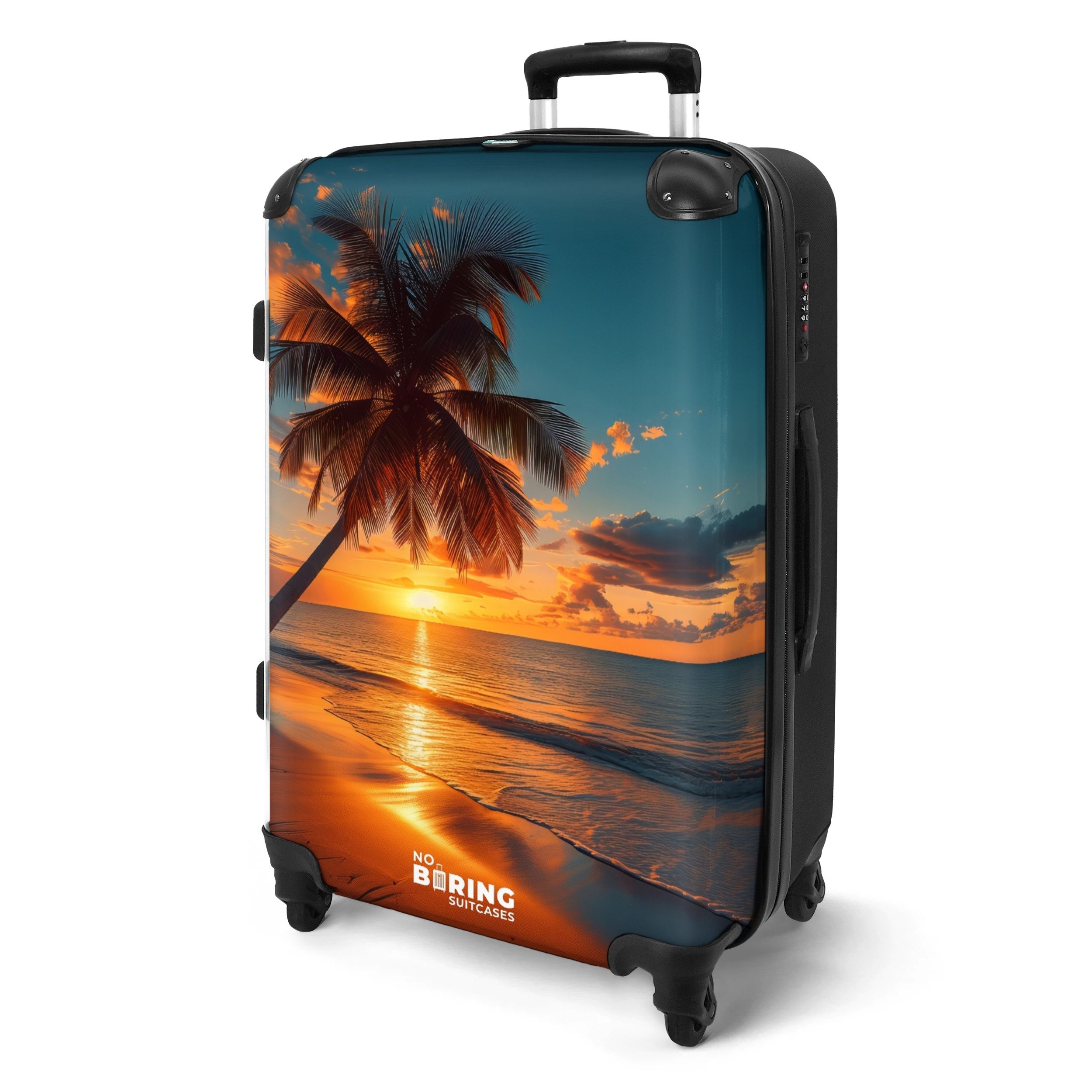 NoBoringSuitcases.com© Hartschalen-Trolley mit leuchtende Räder - Palme bei günstig online kaufen