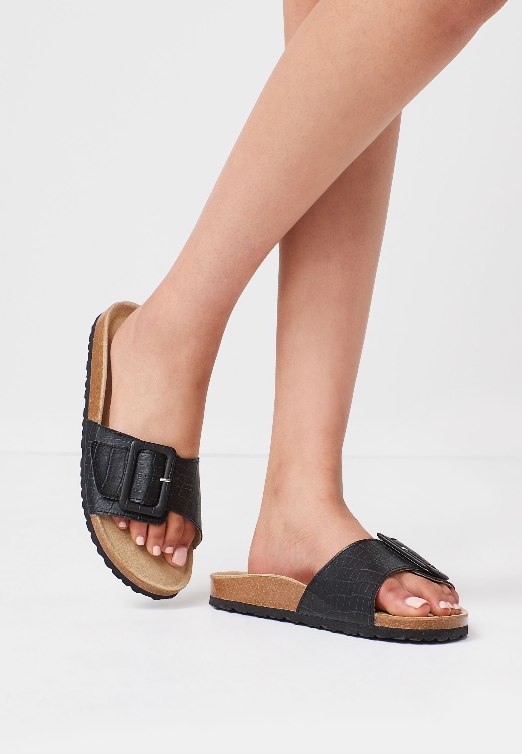 Ledersandalen Next Comfort® Fußbett mit Sandale Black (1-tlg) Forever