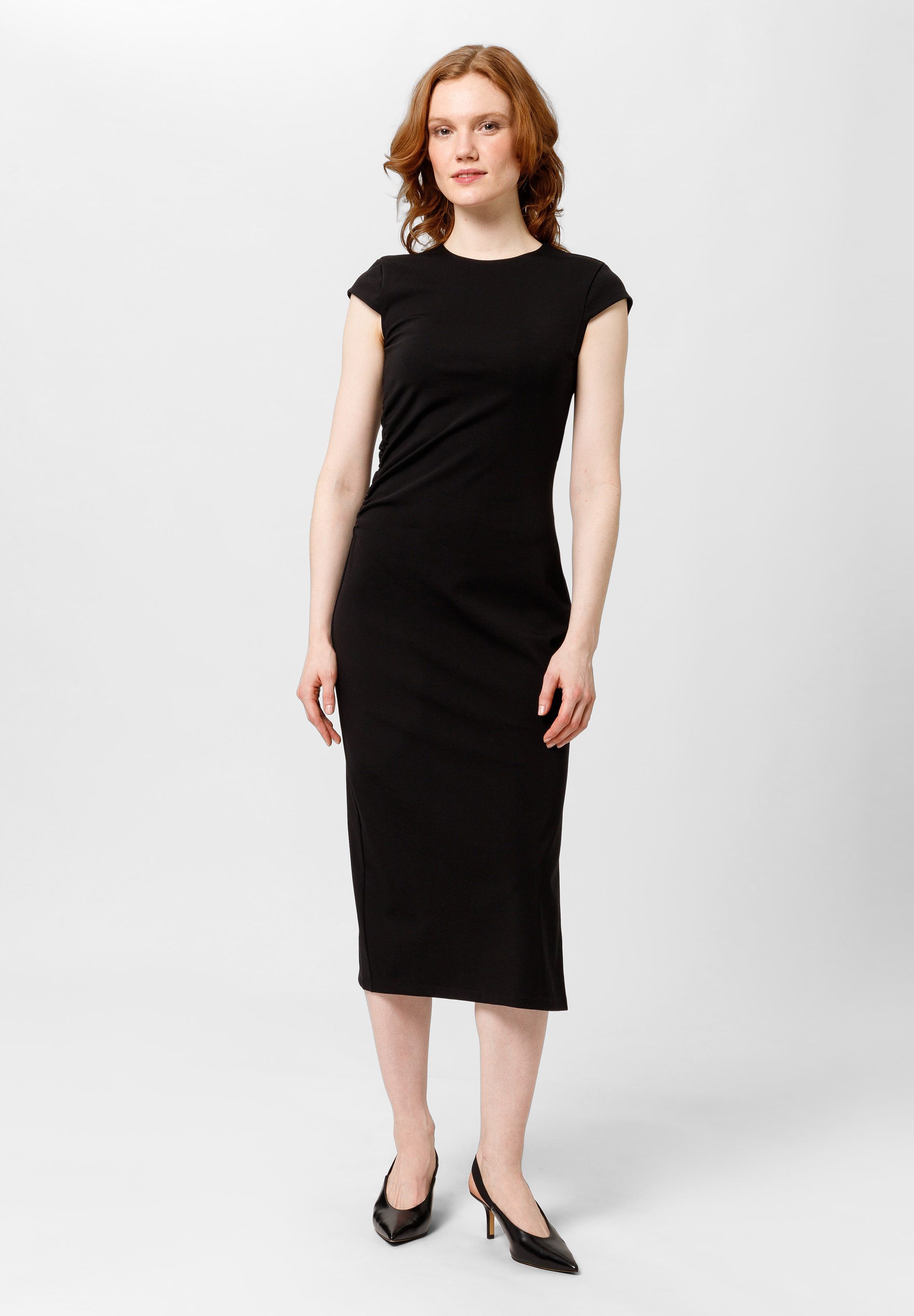 Les Lunes Midikleid REMMI Dress Midi Jersey Gathering Jersey Kleid, Schlitz günstig online kaufen