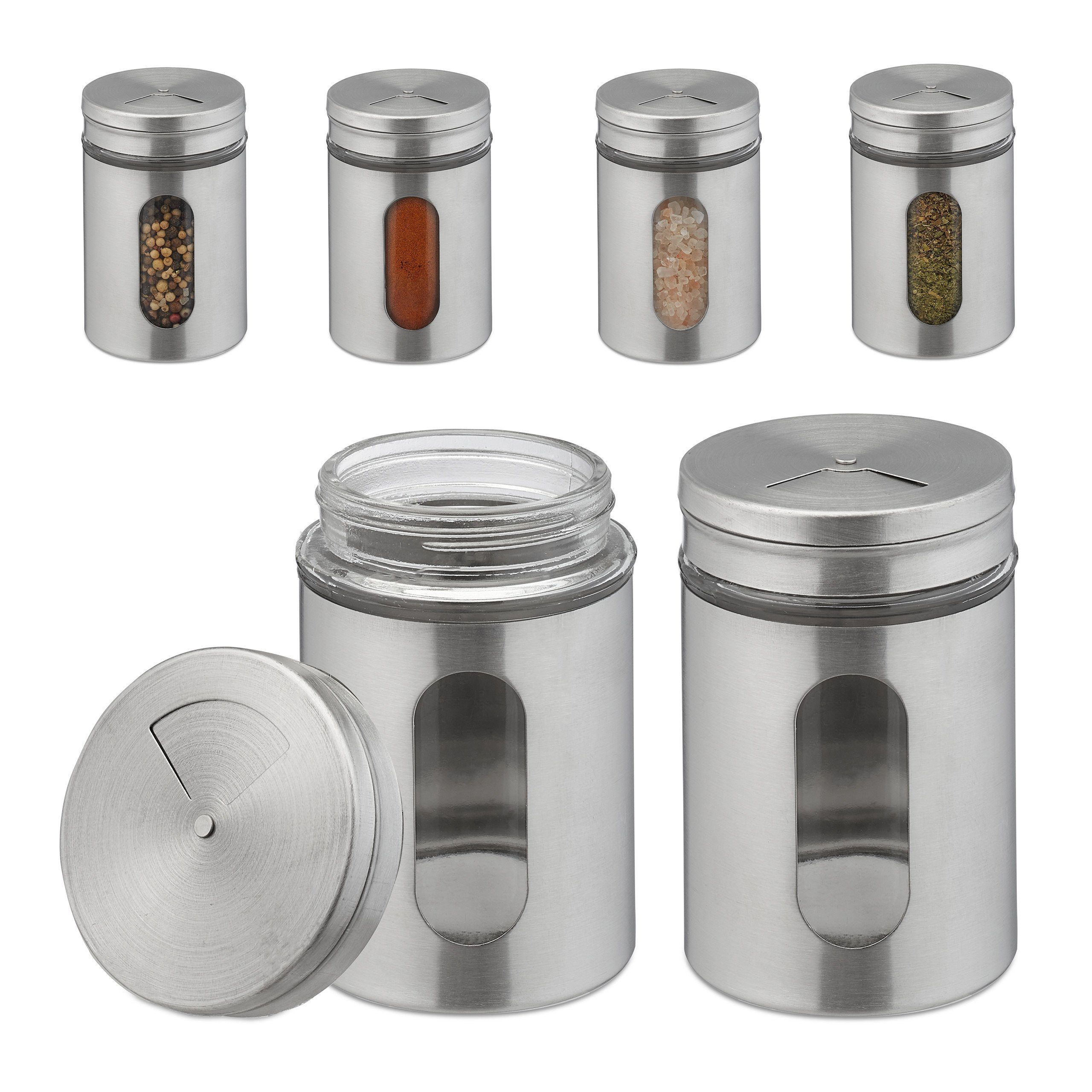 relaxdays Gewürzstreuer XL 6er Set, (6-tlg)
