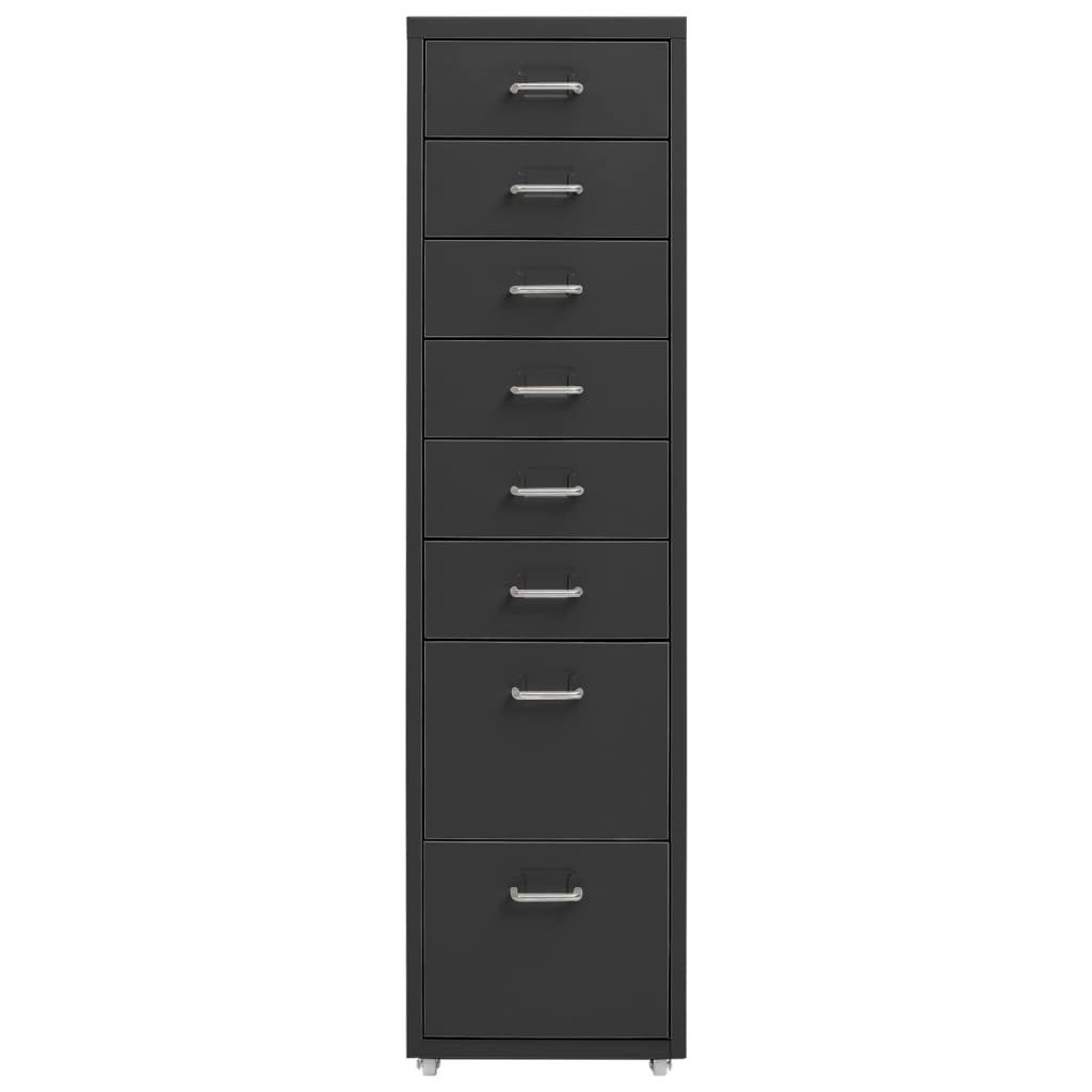 vidaXL Aktenschrank Büroschrank mit Rollen Anthrazit 28x41x109 cm Metall