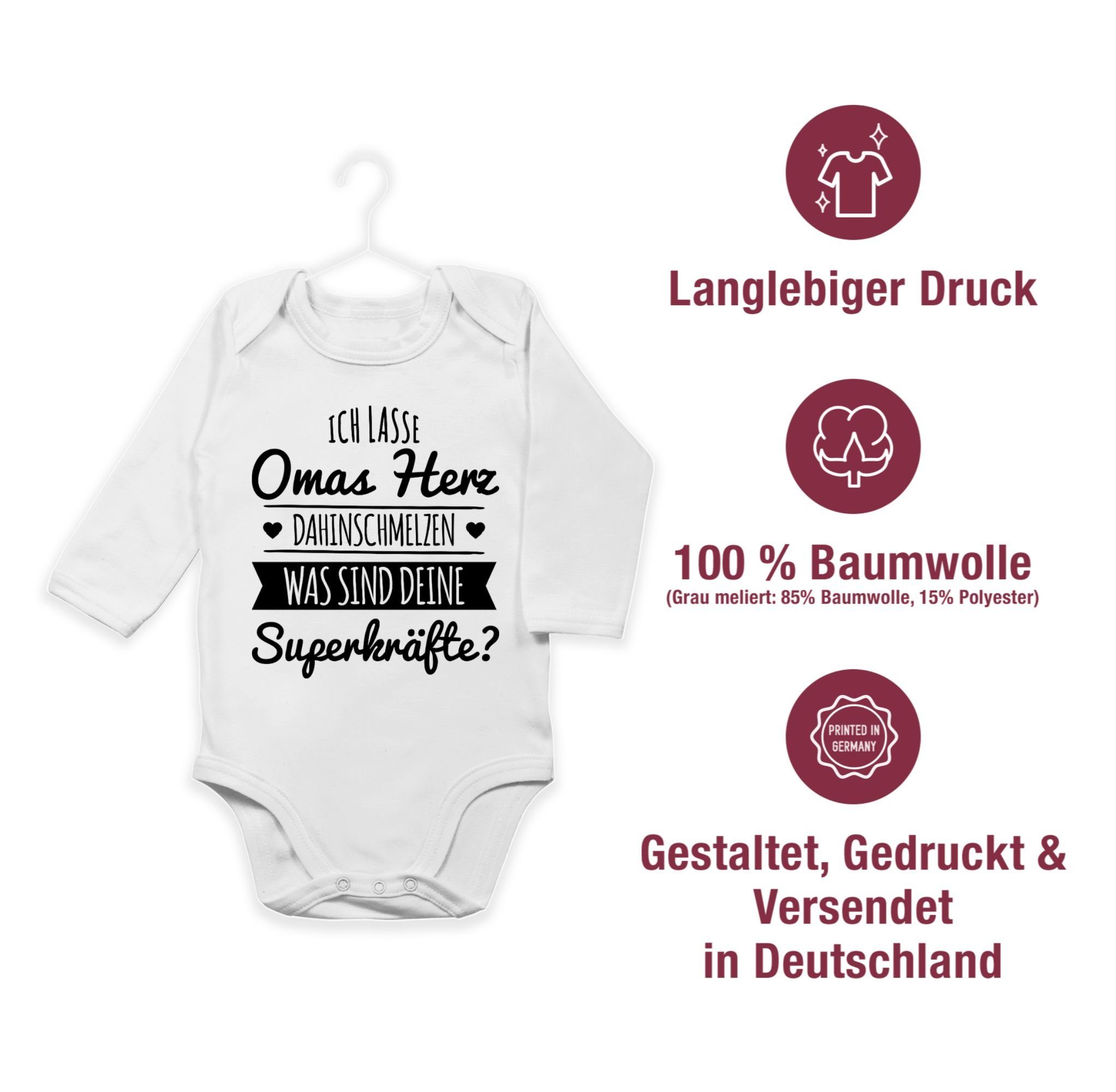 Herz Shirtbody Weiß dahinschmelzen Omas 1 Shirtracer Baby Sprüche