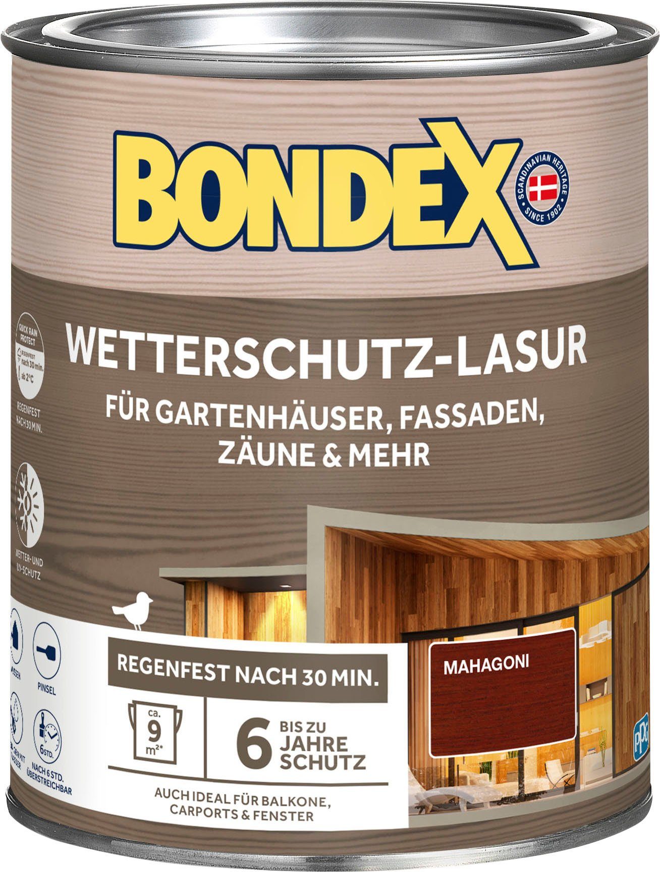 Bondex Holzschutzlasur Wetterschutzlasur, Semi transparent Mahagoni, braun