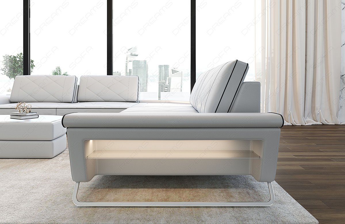 Design Sepino Dreams Couch wahlweise Form Multifunktionskonsole Leder Modern Ecksofa Eckcouch Sofa L Ledersofa, mit