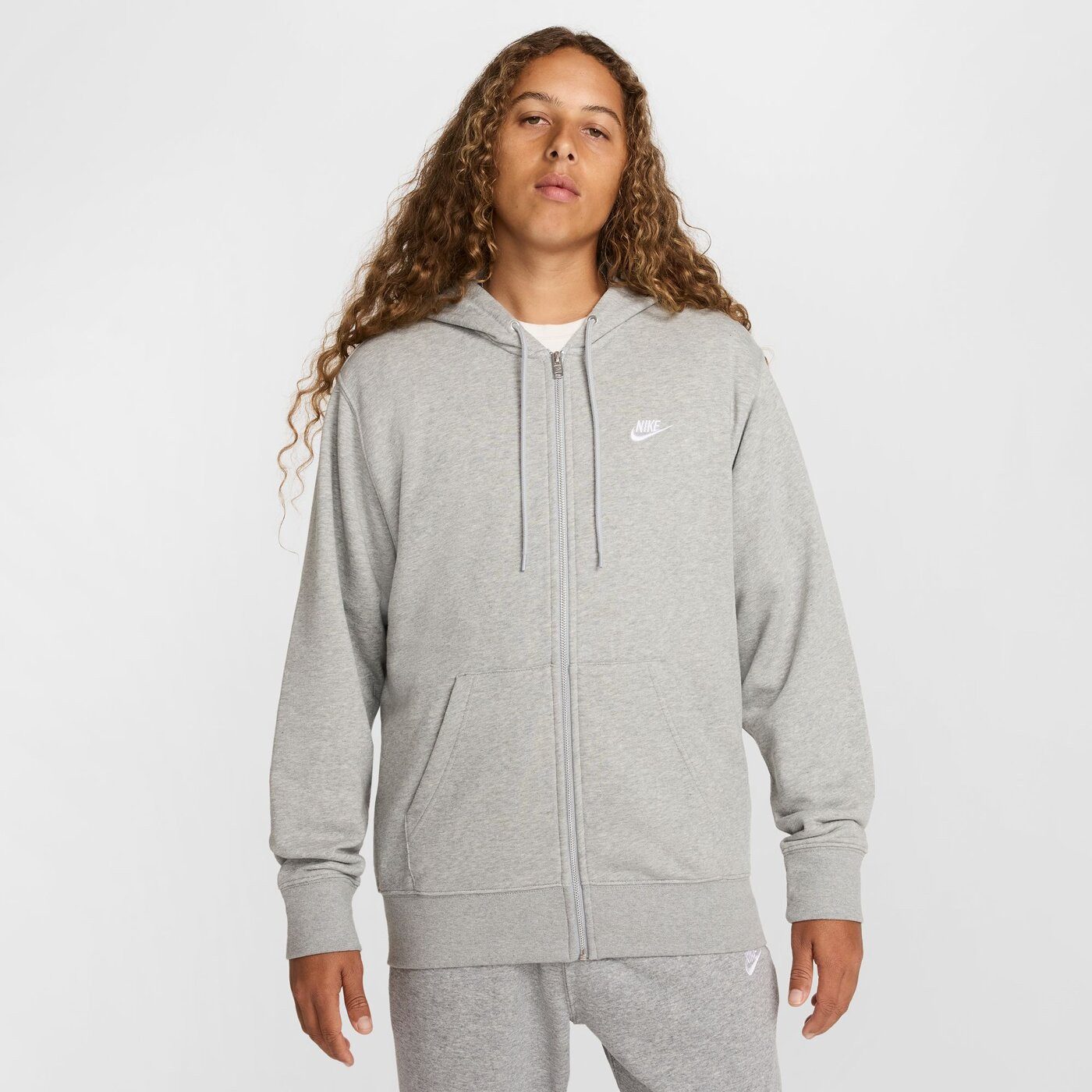 Nike Kurzarmshirt M NK CLUB FT FZ HOODIE DK GREY HEATHER/LT SMOKE GREY/
