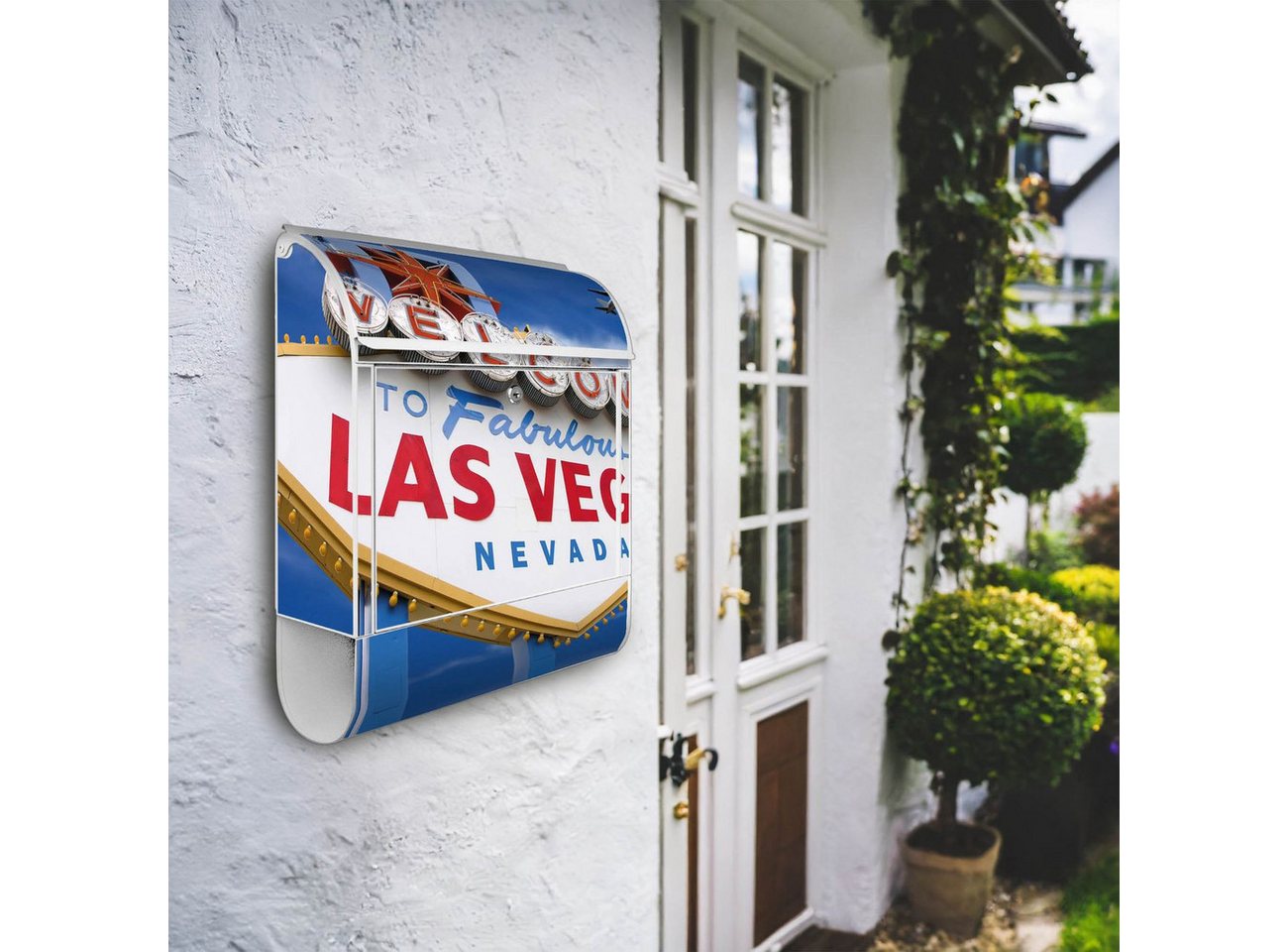 Thumbnail - banjado Wandbriefkasten Stahl Las Vegas (Wandbriefkasten witterungsbeständig, pulverbeschichtet, mit Zeitungsfach), 39 x...