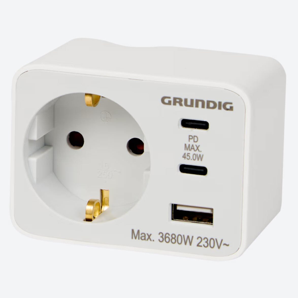 Grundig Steckdose Stecker Adapter 3 x USB 45 W 4-fach-Steckdose
