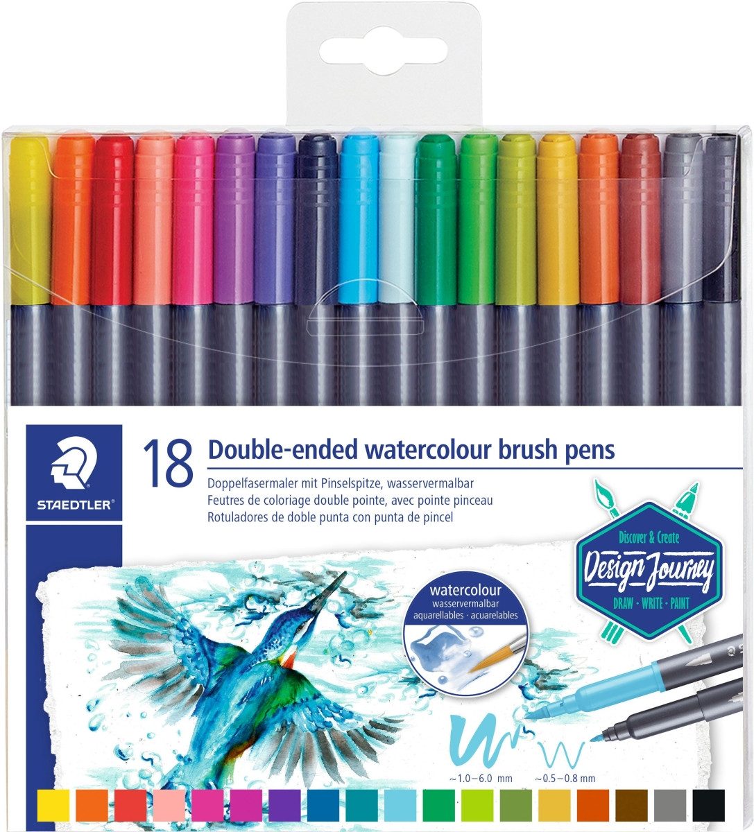STAEDTLER Filzstift Doppelfasermaler marsgraphic duo Pinselspitze VE=18 Stück (6 Stück)