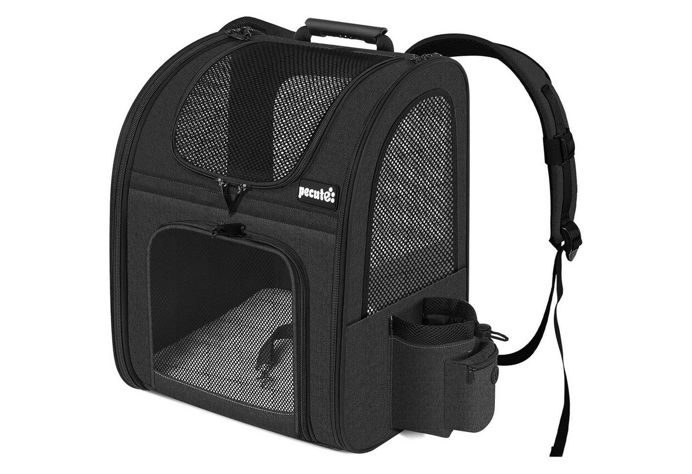 LuxusKollektion Tiertransporttasche Haustier Rucksack Katzentasche Faltbar Schwarz Klassisch Mesh (L)