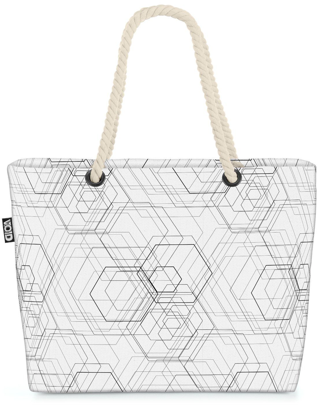 VOID Strandtasche (1-tlg), Hexagon Muster Beach Bag Waben modular Grafik Kunst Küche Wohnzimmer Chip cell