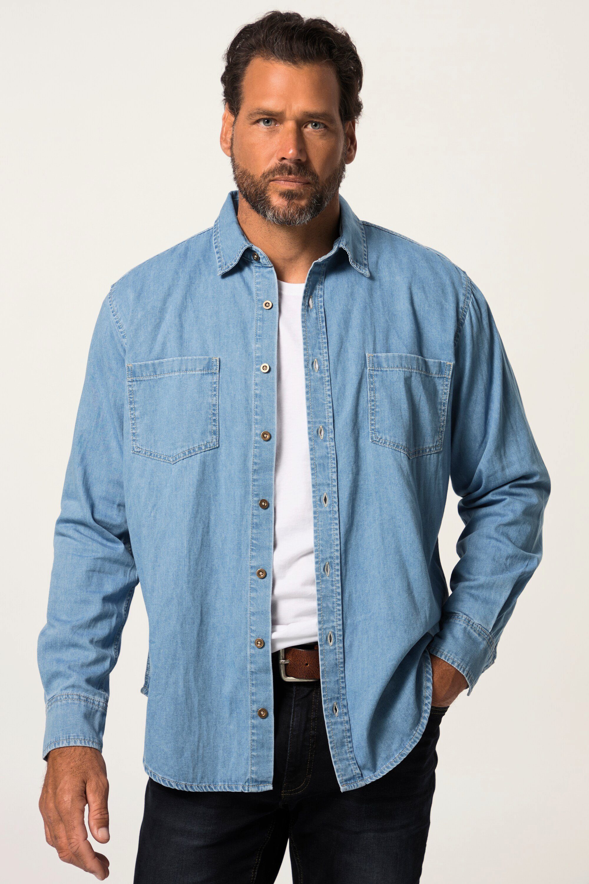 JP1880 Businesshemd Jeanshemd Langarm Kentkragen Modern günstig online kaufen