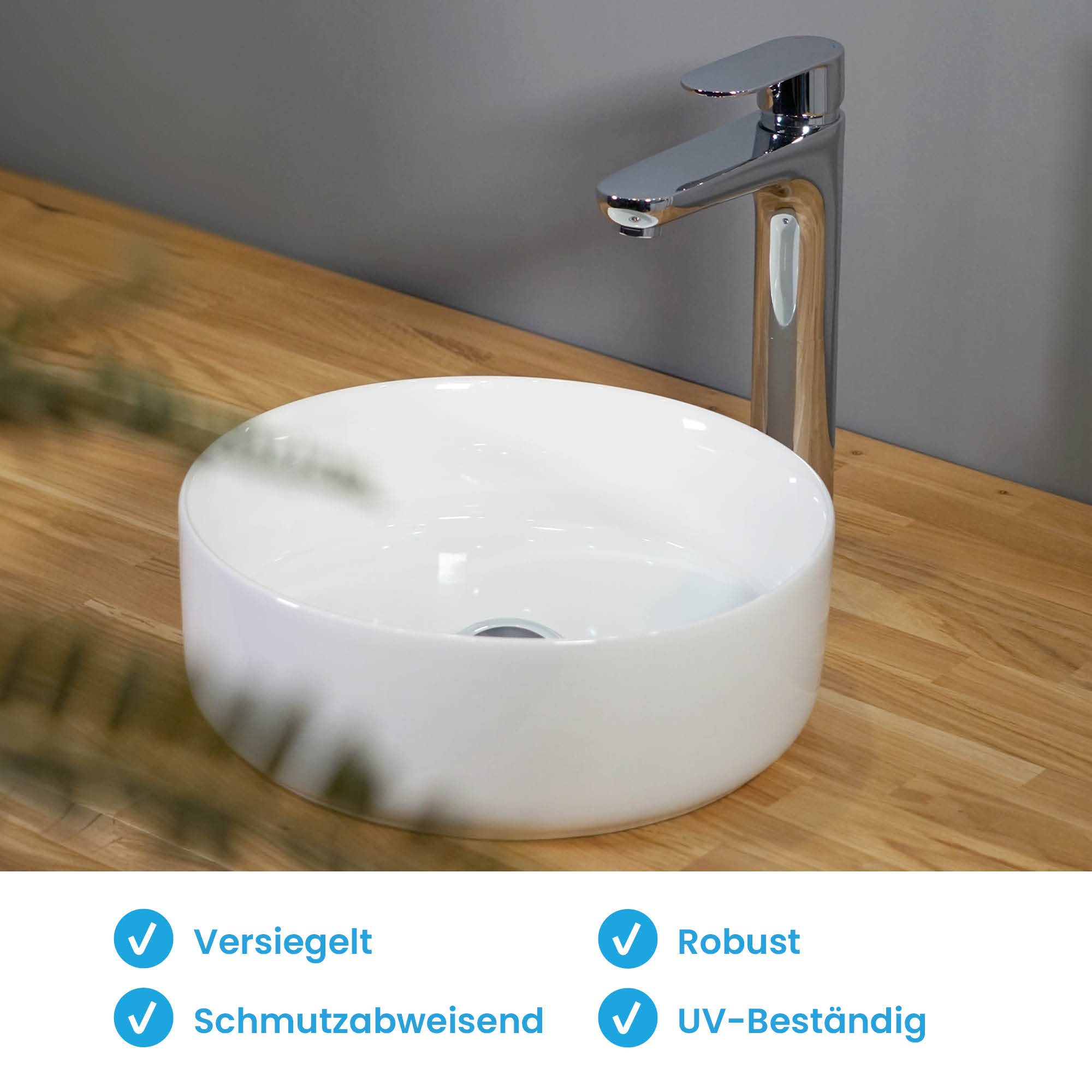 Bächlein Aufsatzwaschbecken rundes Waschbecken Tamula, schmutzabweisende günstig online kaufen