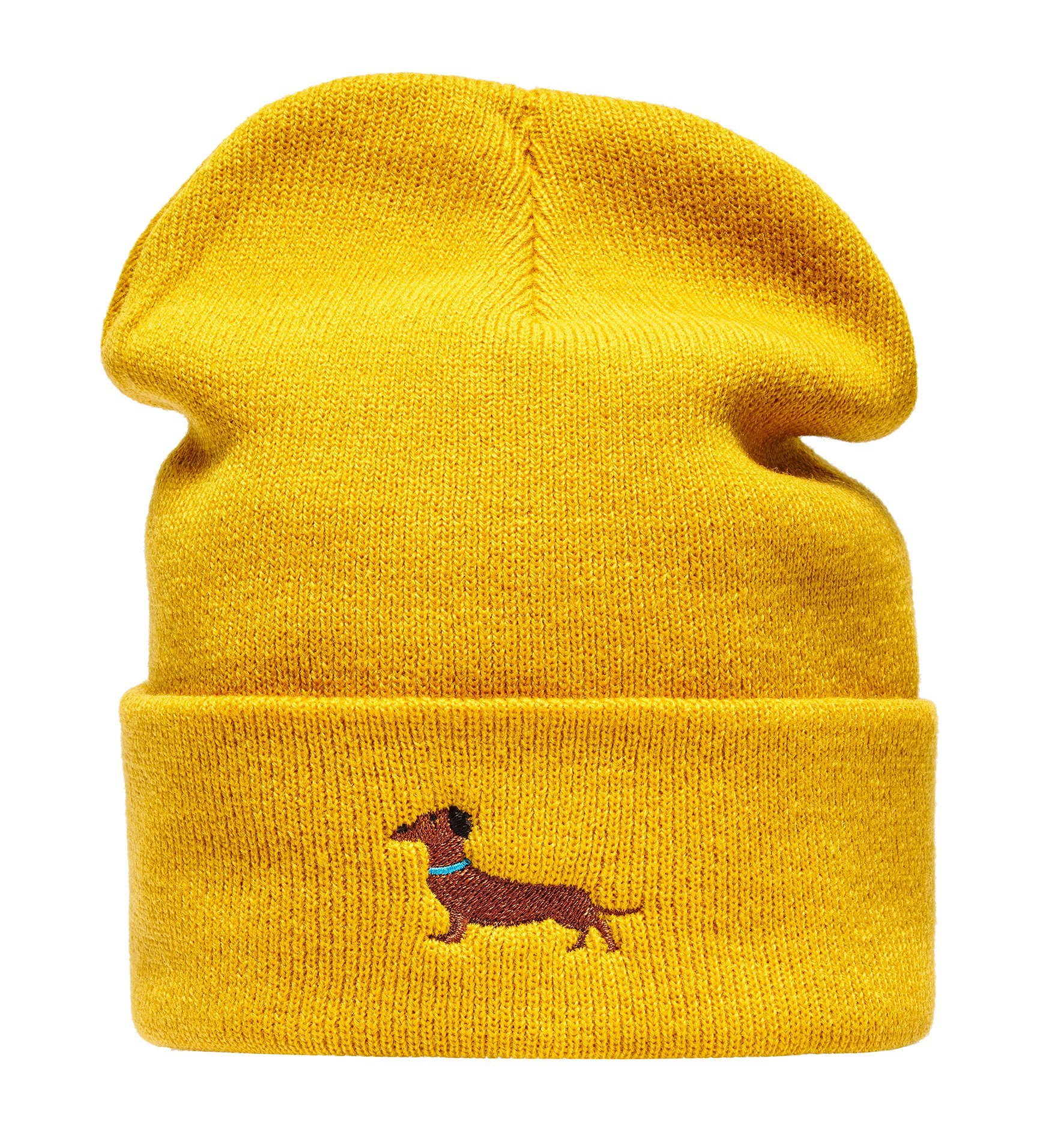 Baddery Beanie Strickmütze : Dackel - Geschenk für Hundebesitzer Jäger Geschenke, hochwertiger doppellagiger Strick, Stick-Motiv, One Size