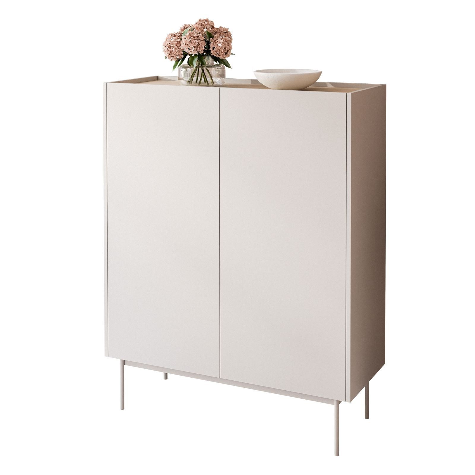 ALLHOUSE24 Hochkommode LINEA Eiche Höhe: 122 cm Kommode Sideboard Metall Füße, Breite 97 cm