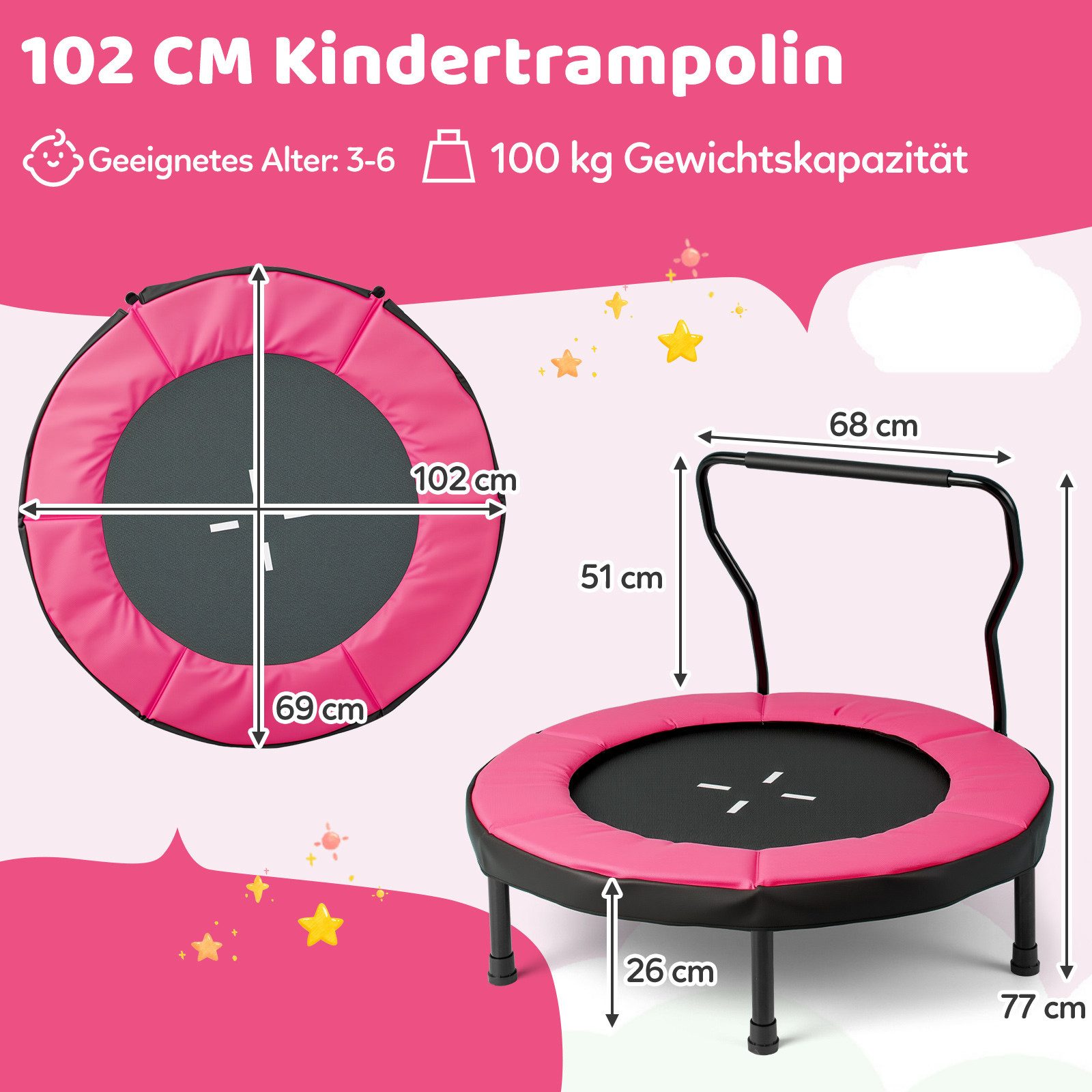 COSTWAY Kindertrampolin, (1 tlg), Fitness-Trampolin, mit günstig online kaufen