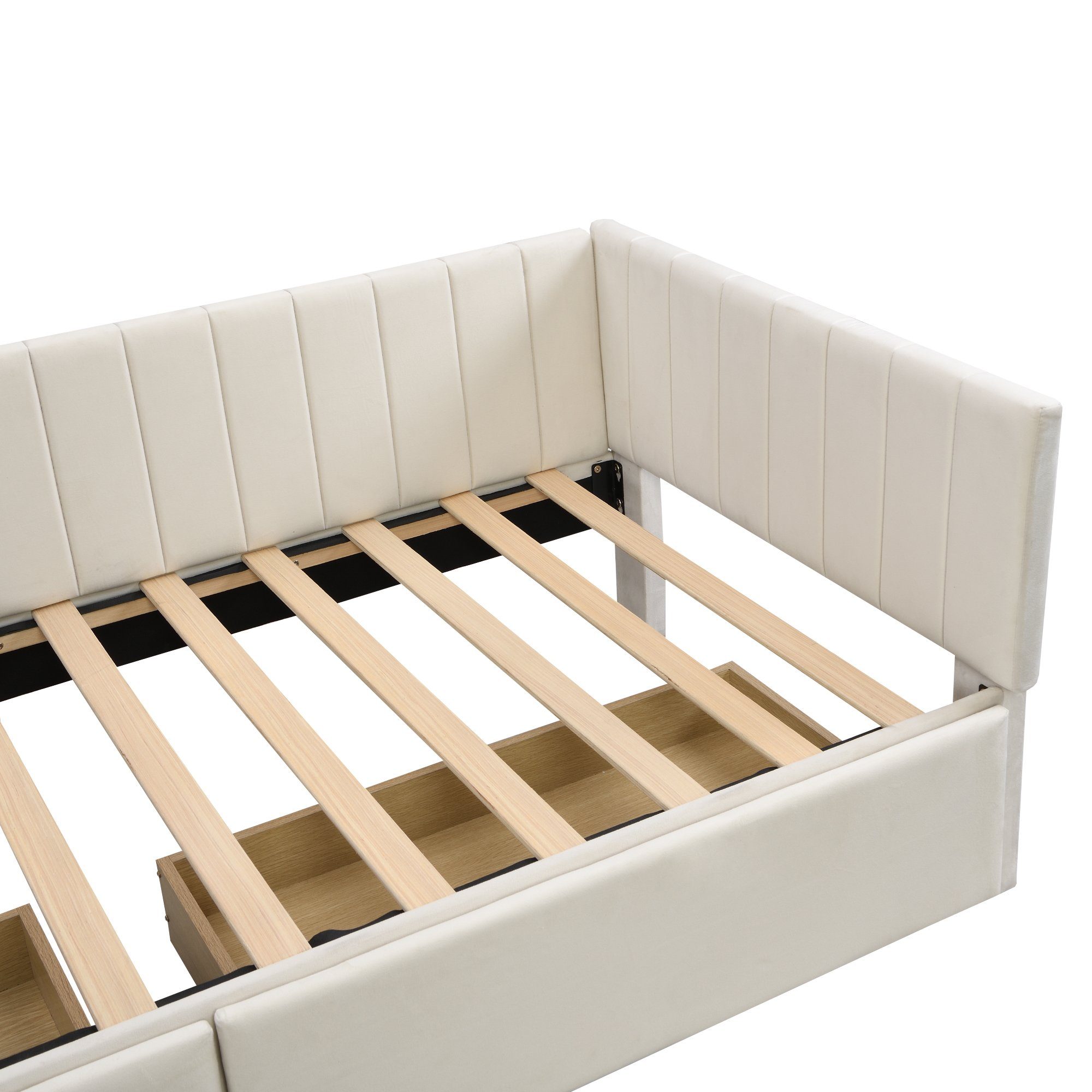Polsterbett (Daybett), Tagesbett Schlafsofa 90x200cm mit 2 Schubladen und Lattenrost, Samt