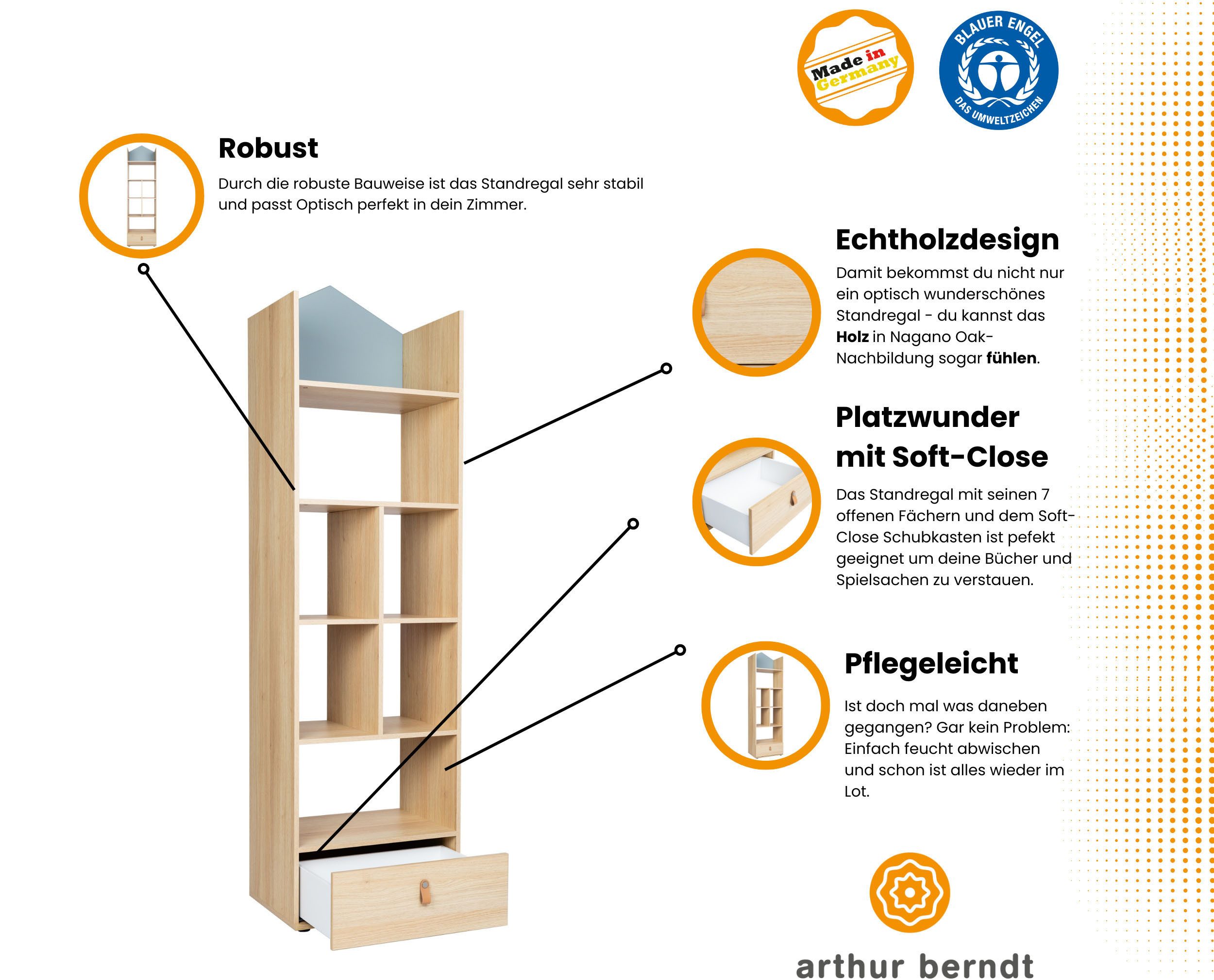 arthur berndt Standregal Standregal »Roofy«, 1-tlg., Self-Soft-Close Funktion