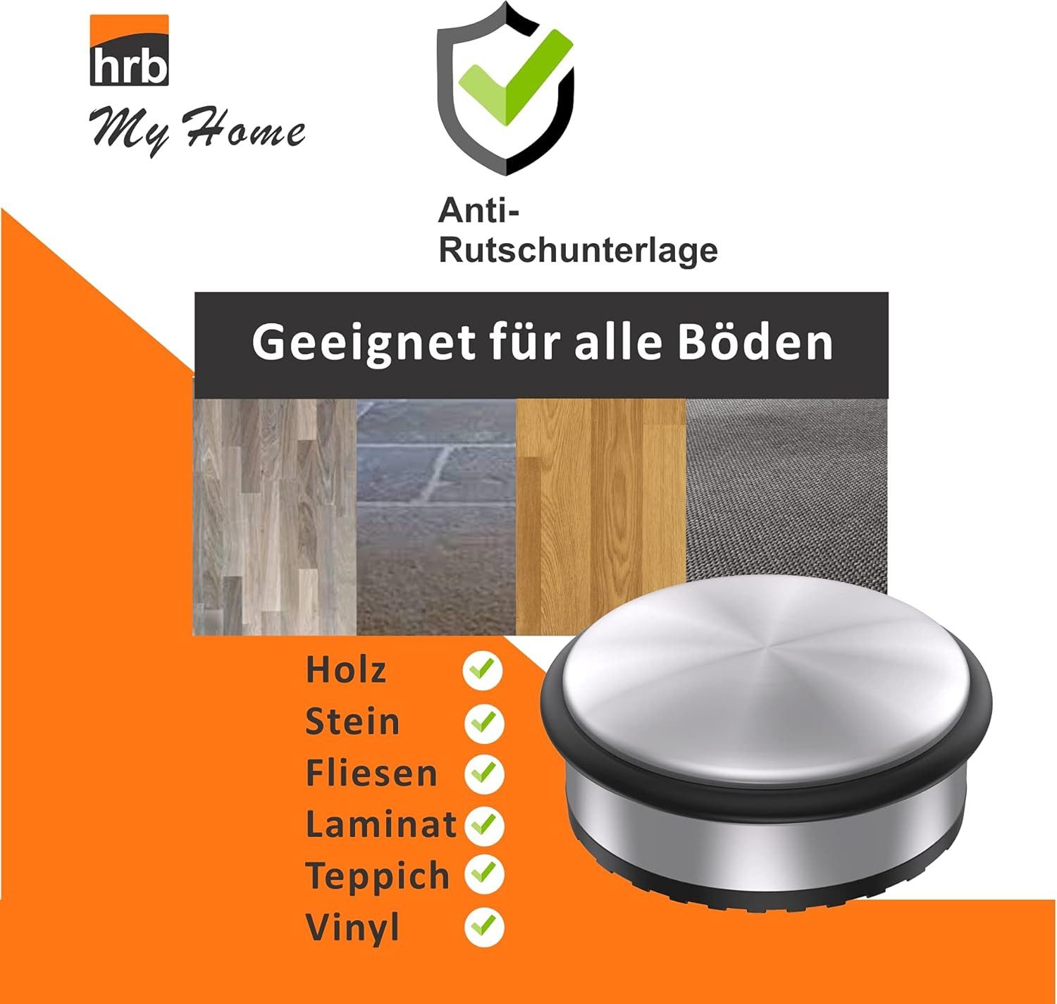hrb Bodentürstopper Türstopper aus Edelstahl schwerer Stopper für Boden (1 St) – Bild 4 von 5