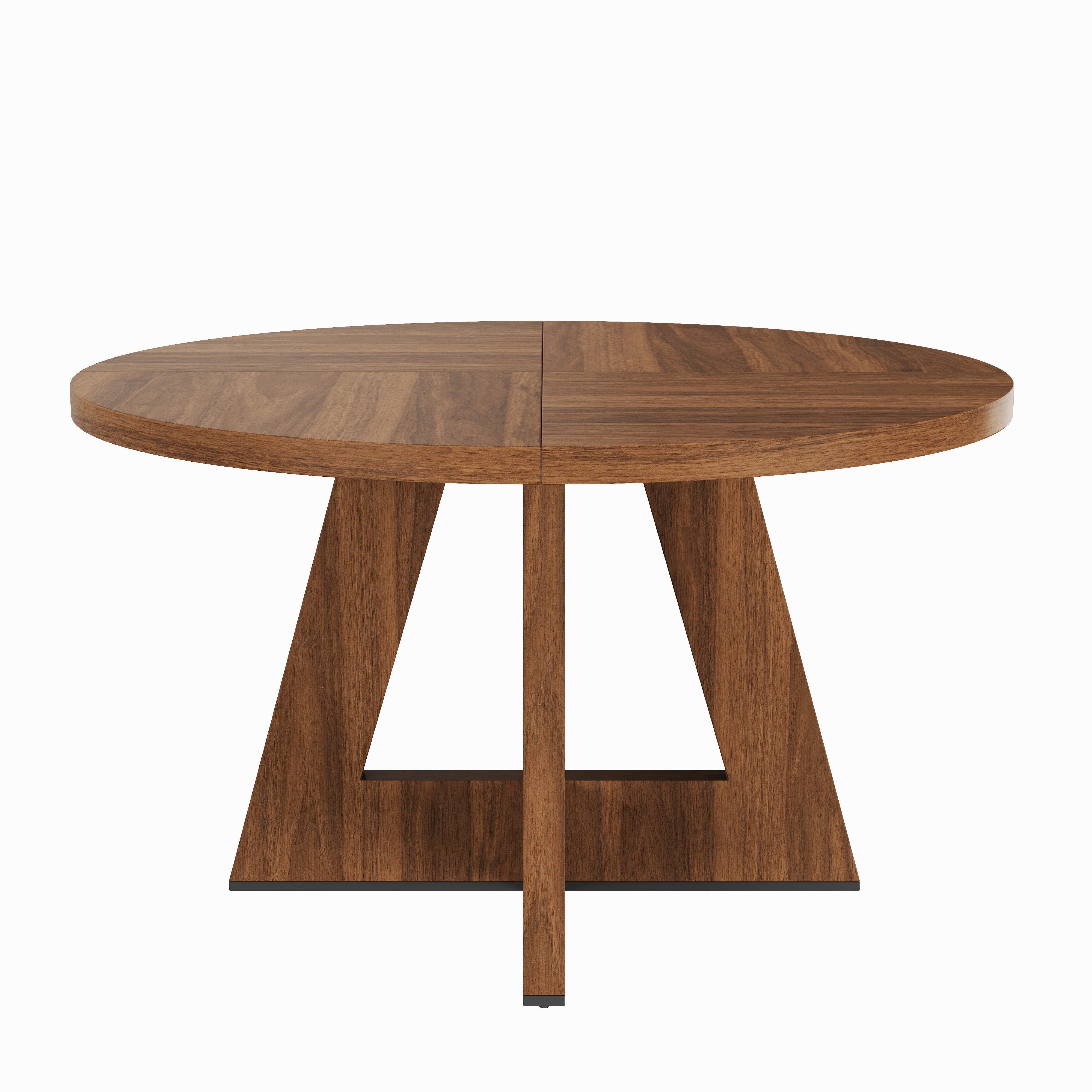 Flieks Esstisch Runder Küchentisch B120xH75 cm, verdickte Tischplatte 2,8cm (1-St., 1 Tisch), multifunktionalaler Tisch Schreibtisch Landhausstil Walnussholzfar – Bild 5 von 5