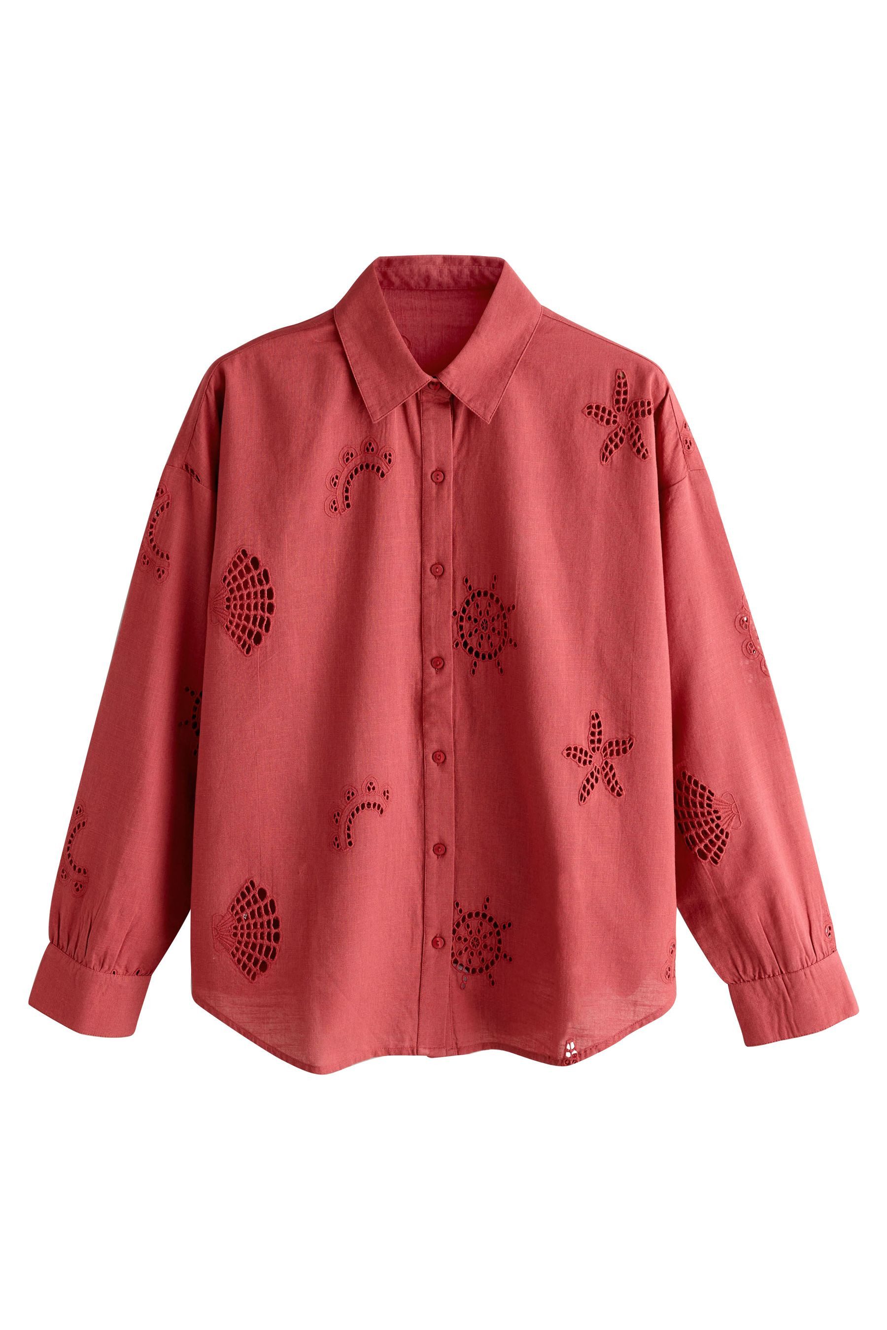 Next Hemdbluse Langärmeliges Oberteil mit Lochstickerei (1-tlg)