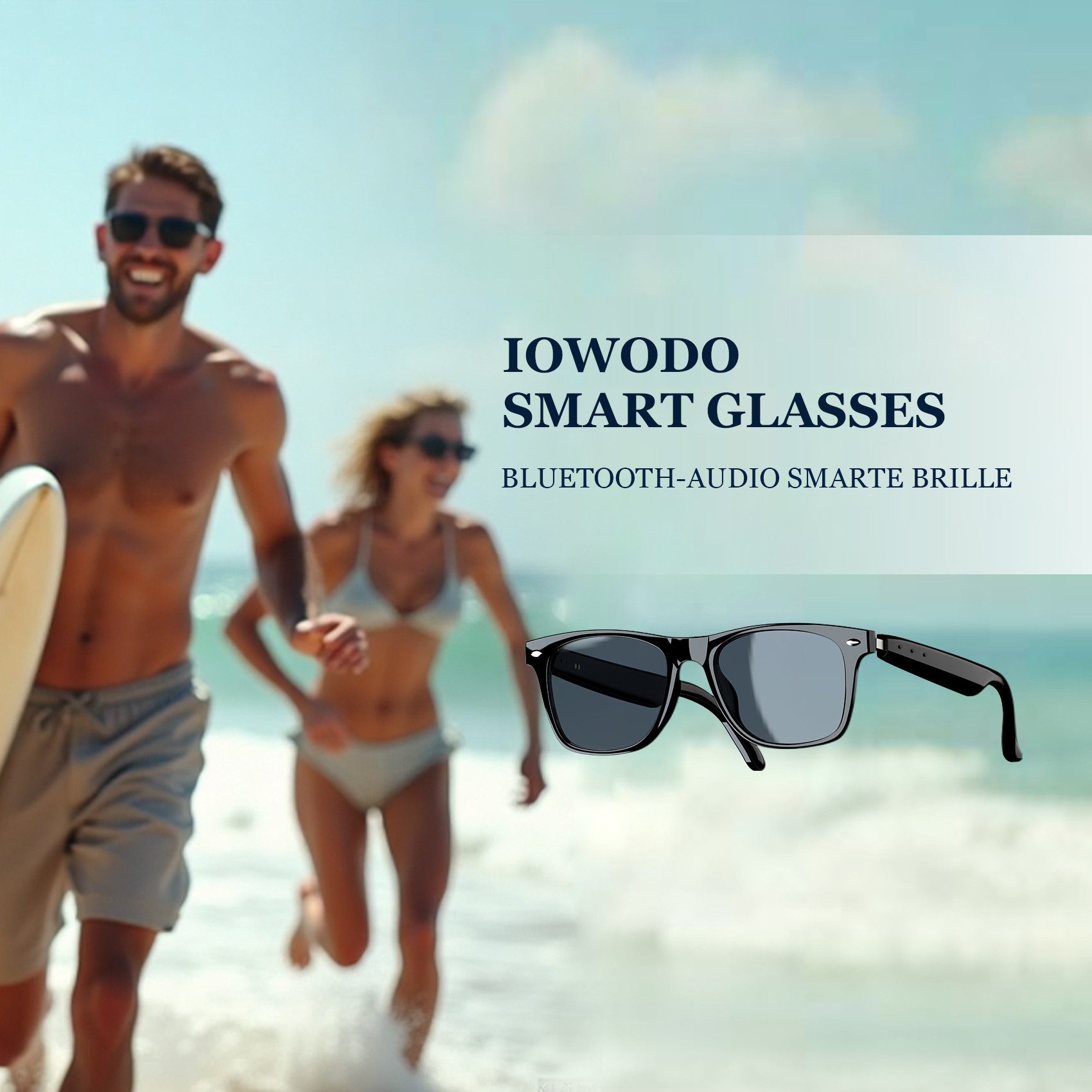 IOWODO Sonnenbrille für Damen und Herren, Bluetooth Audio, Musik & Anrufe, UV-Schutz Auf Reisen,am Strand,beim Wandern oder beim Sightseeing–immer stilvoll