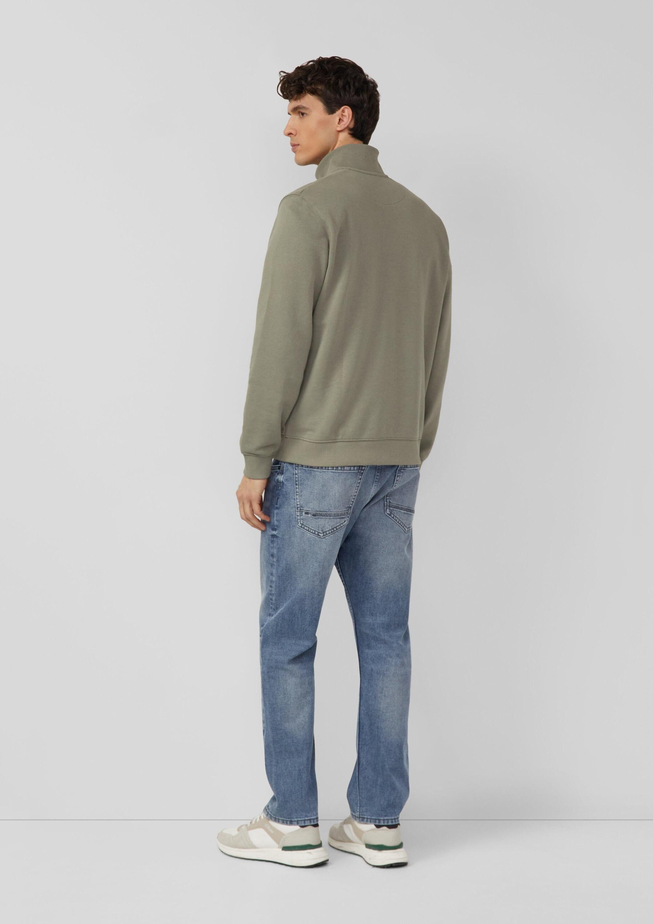 s.Oliver Sweatshirt Sweatshirt Sweatshirt mit Troyer-Kragen und Logo-Patch