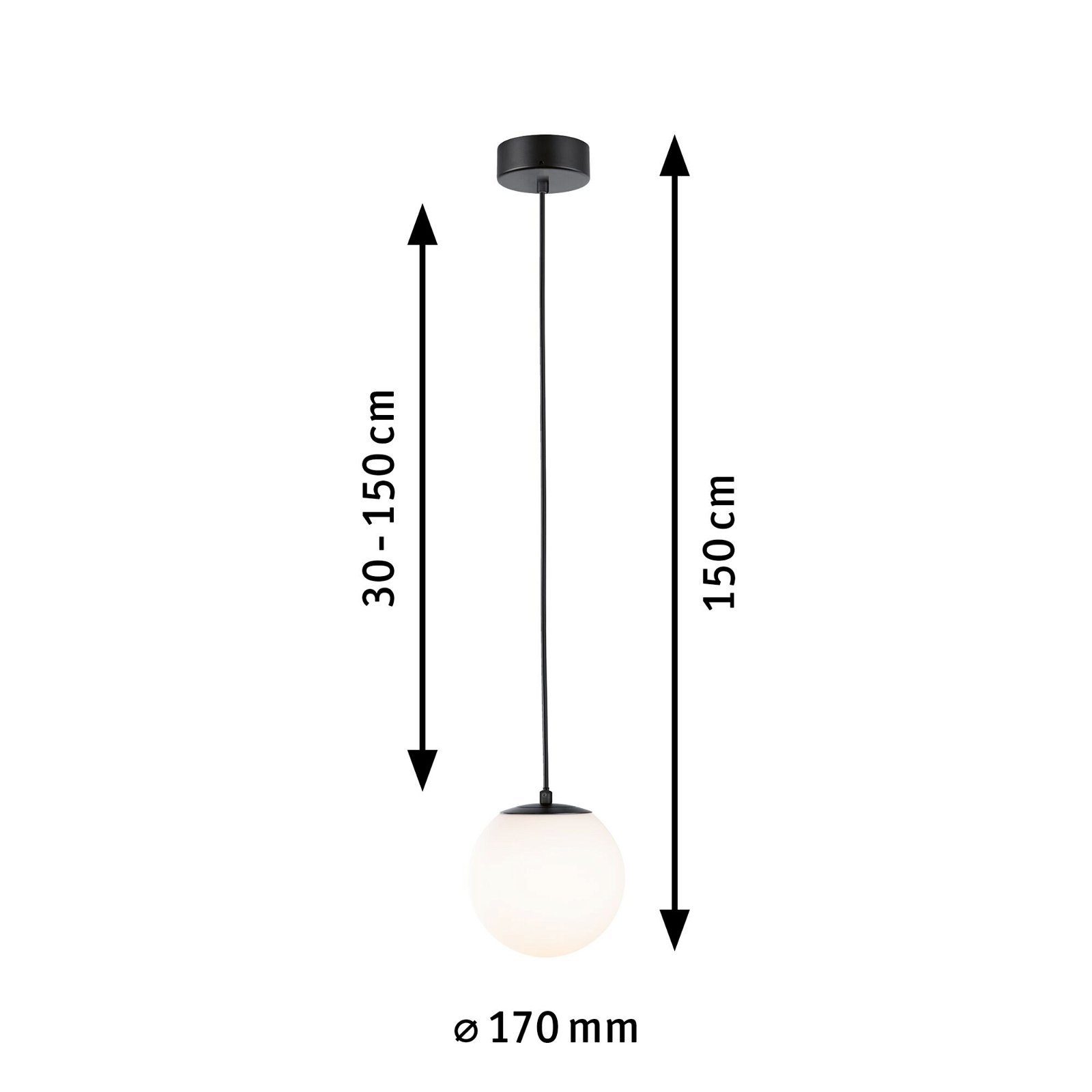 Satin/Schwarz IP44 3000K Warmweiß matt integriert, Gove Selection Pendelleuchte LED Paulmann Bathroom LED 9W Glas/Metall, fest