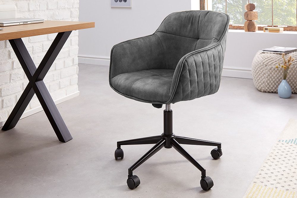 riess-ambiente Drehstuhl EUPHORIA dunkelgrau, Büro · Samt · Metall · höhenv günstig online kaufen