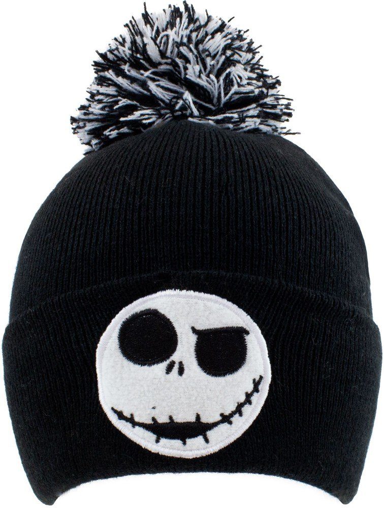 Bonnet Nightmare Before Christmas - Visage Jack Skellington Jumbo Pompon - Blanc - Taille Unique Unisexe - 100% Acrylique