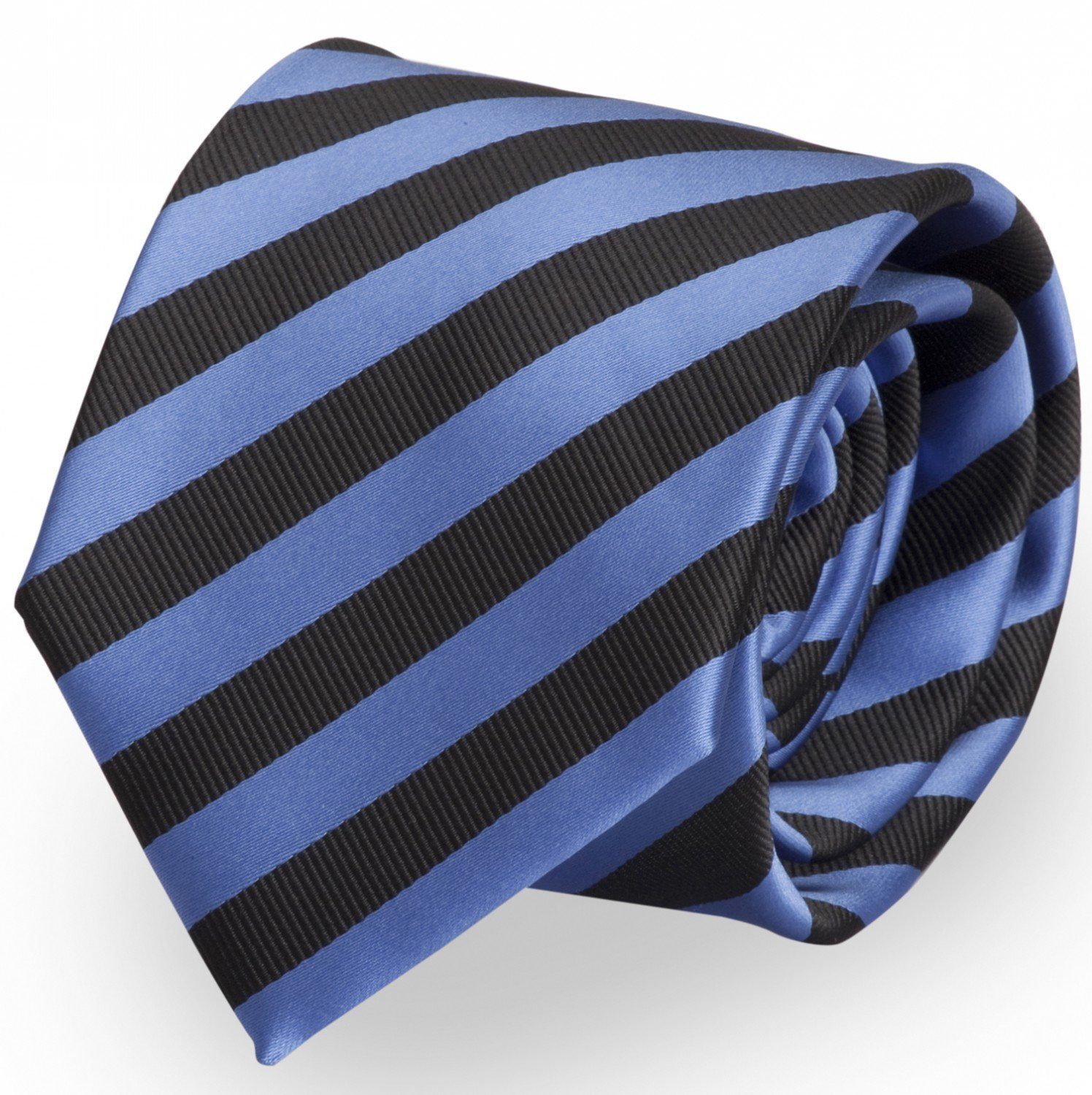 Fabio Farini Krawatte Herren Krawatten Blautöne - klassische Männer Schlipse in 8cm Breite (ohne Box, Gestreift) Breit (8cm), Blau Schwarz - Deep Egyptian Blue/Dark Charkoal