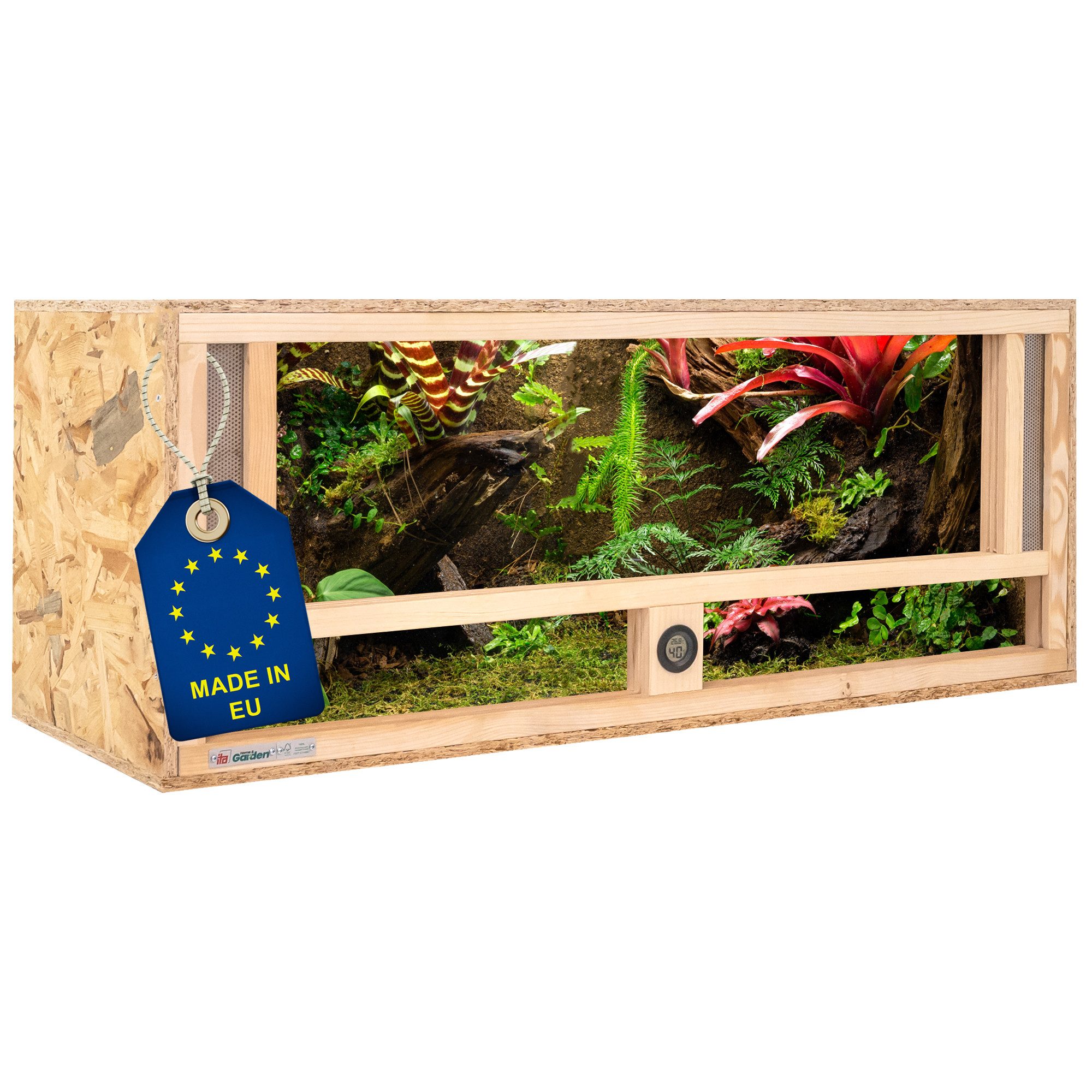 Terrarium Holz Terrarium 100х40х40 mit Frontbelüftung & Integriertem Hygrometer