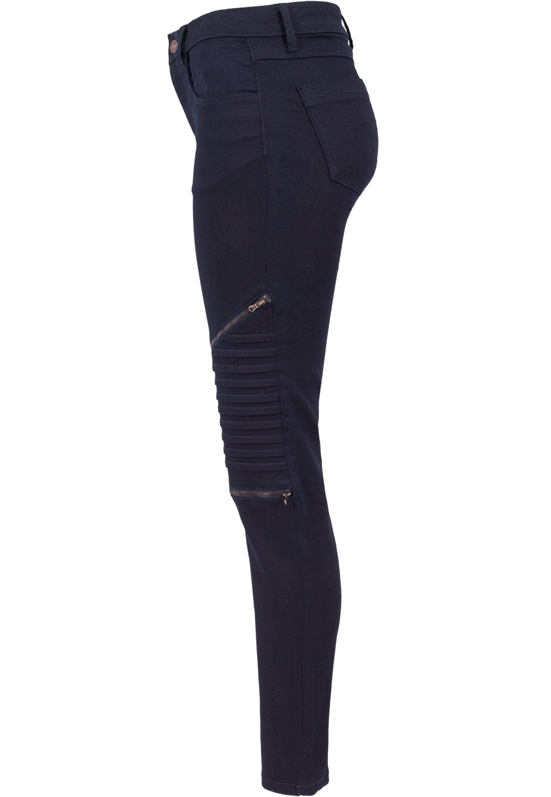 URBAN CLASSICS Bequeme Jeans Damen Biker Pants Stretch Ladies dark denim (1-tlg)