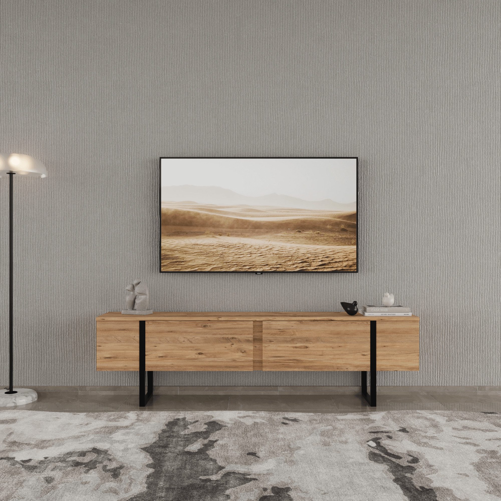 BDR Smart Home Art Lowboard Breda TV Möbel Elegant Metallfüße– 2 Türen, 3 F günstig online kaufen