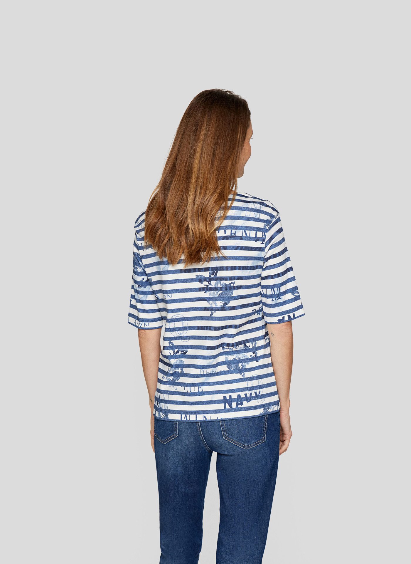 Rabe T-Shirt mit Streifenmuster und Print günstig online kaufen