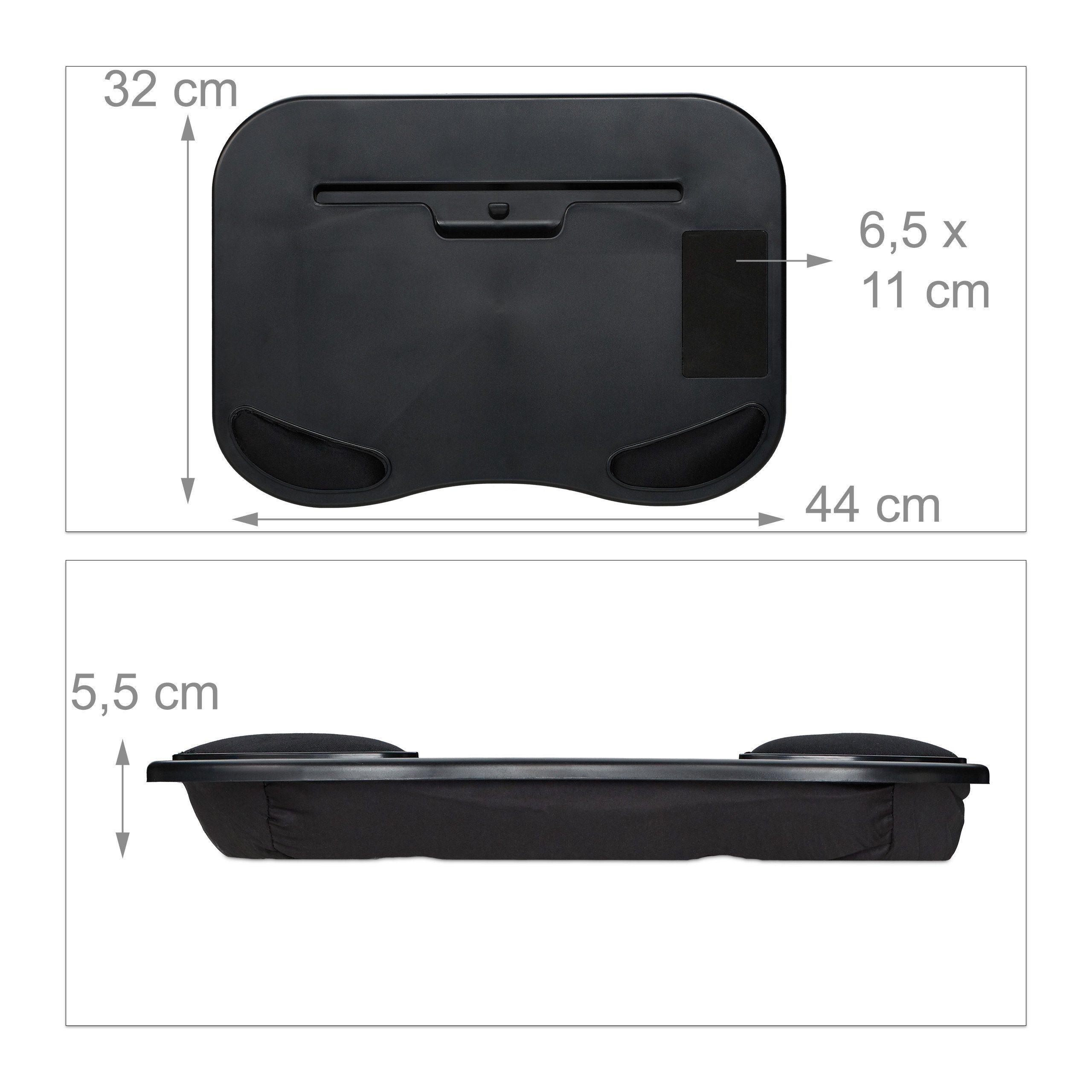 relaxdays Laptop Tablett Kniekissen Laptop schwarz, Kunststoff, (1-tlg) – Bild 4 von 5