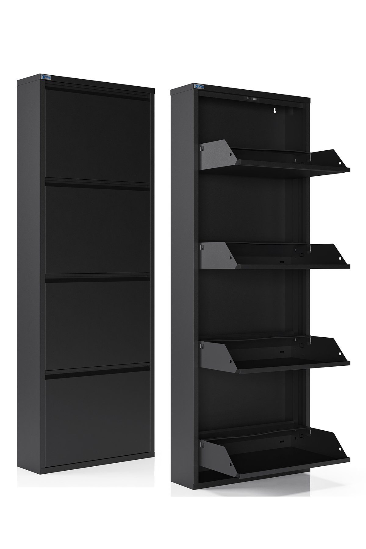 Kaufexpress GmbH Schuhschrank Metall-Schuhregal mit 4 Klappen – schmal, pla günstig online kaufen