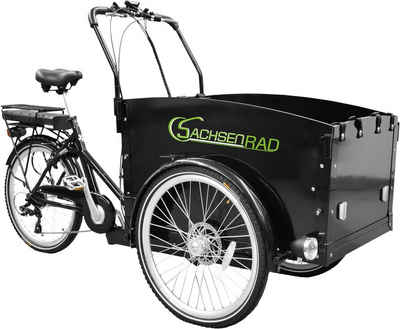 SachsenRAD E-Bike E-Lastenrad T1 250W 36V, Flexible Transportbox mit Versteckter, Abschließbarer Box mit LCD Display und StVZO-zugelassene LED-Leuchten