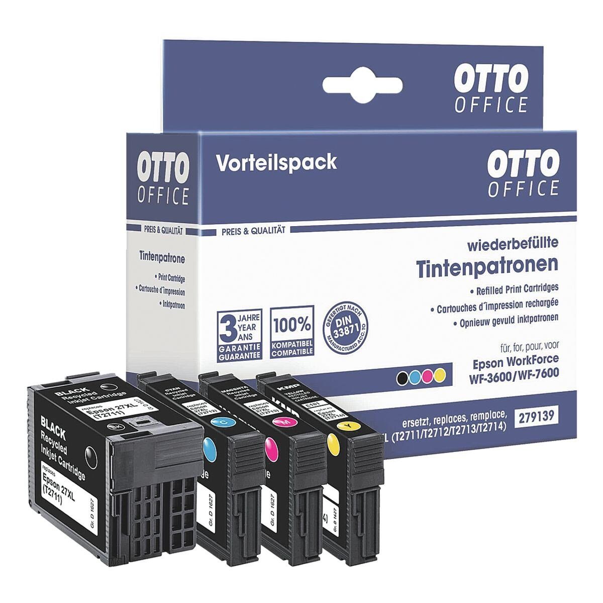 Otto Office  Office T2715 XL-Set Tintenpatrone (Set, ersetzt Epson »27 XL (T2715) XL-Set«, schwarz / cyan / magenta / gelb) schwarz, cyan, magenta, gelb
