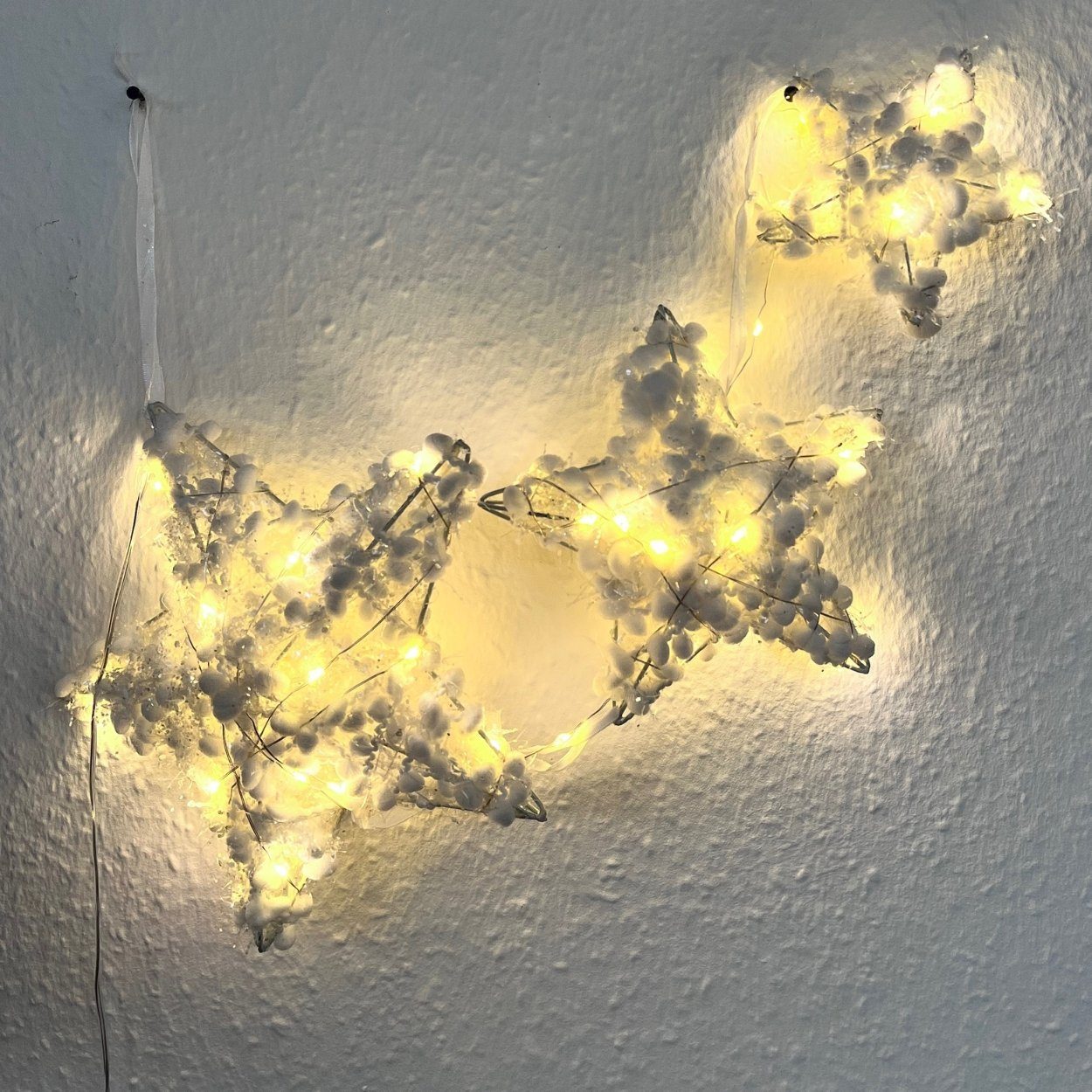3er LED in Set Sterne-Anhänger Wohnando LED-Beleuchtung Weiß Dekoobjekt mit