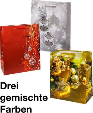 TK Gruppe Geschenkpapier 12x XXL Weihnachtstaschen Geschenktüten Weihnachtstüte Classic, Fester Boden